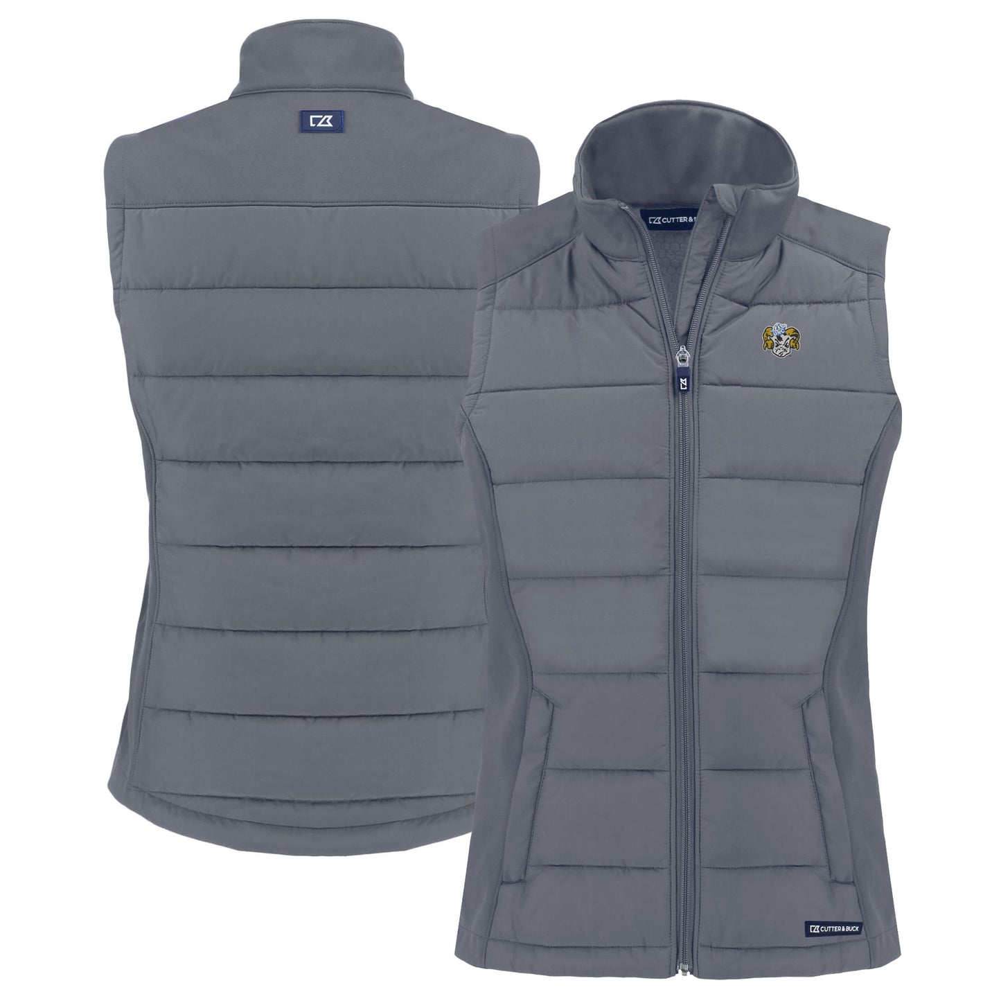 Women's Cutter & Buck Gray North Carolina Tar Heels Vault Evoke Hybrid Eco Softshell Recycled Full-Zip Vest