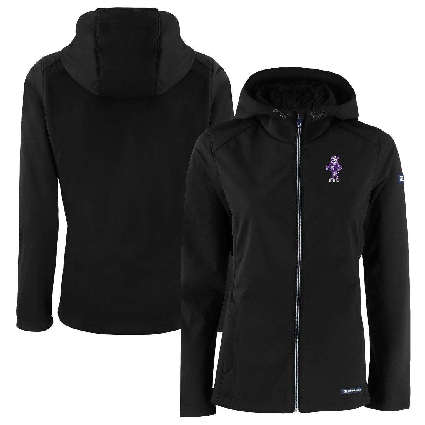 Women's Cutter & Buck Black Kansas State Wildcats Vault Evoke Eco Softshell Recycled Full-Zip Hooded Jacket