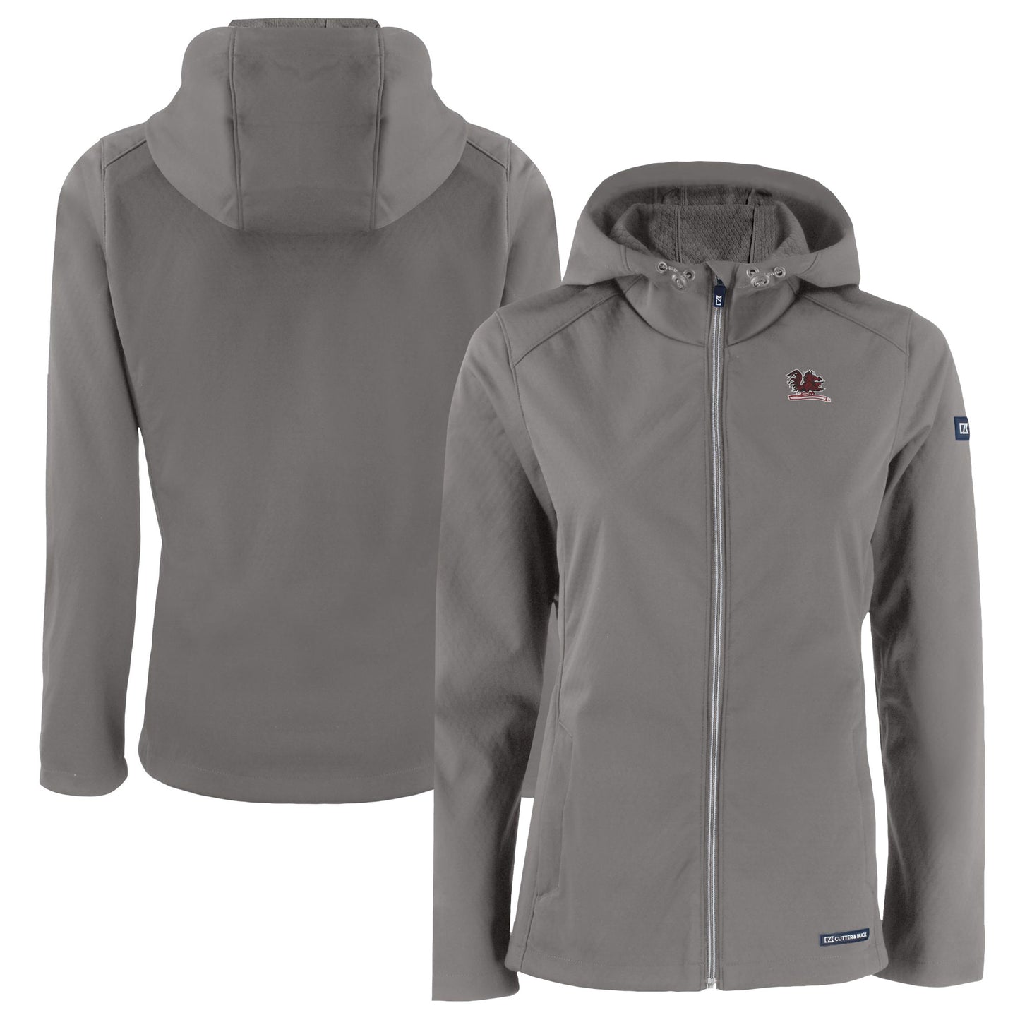 Women's Cutter & Buck Gray South Carolina Gamecocks Evoke Eco Softshell Recycled Full-Zip Hooded Jacket