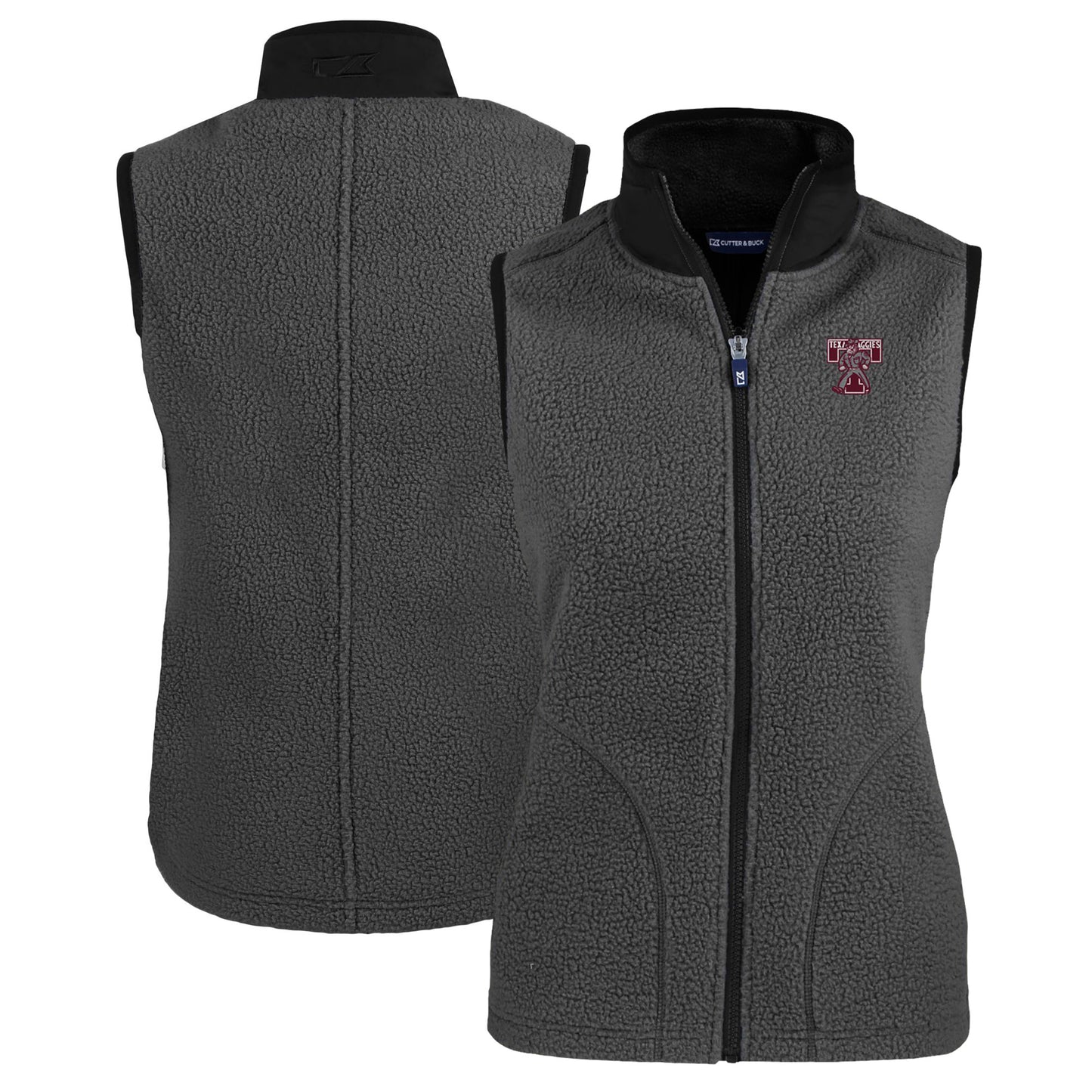 Women's Cutter & Buck Gray Texas A&M Aggies Vault Cascade Eco Sherpa Fleece Vest