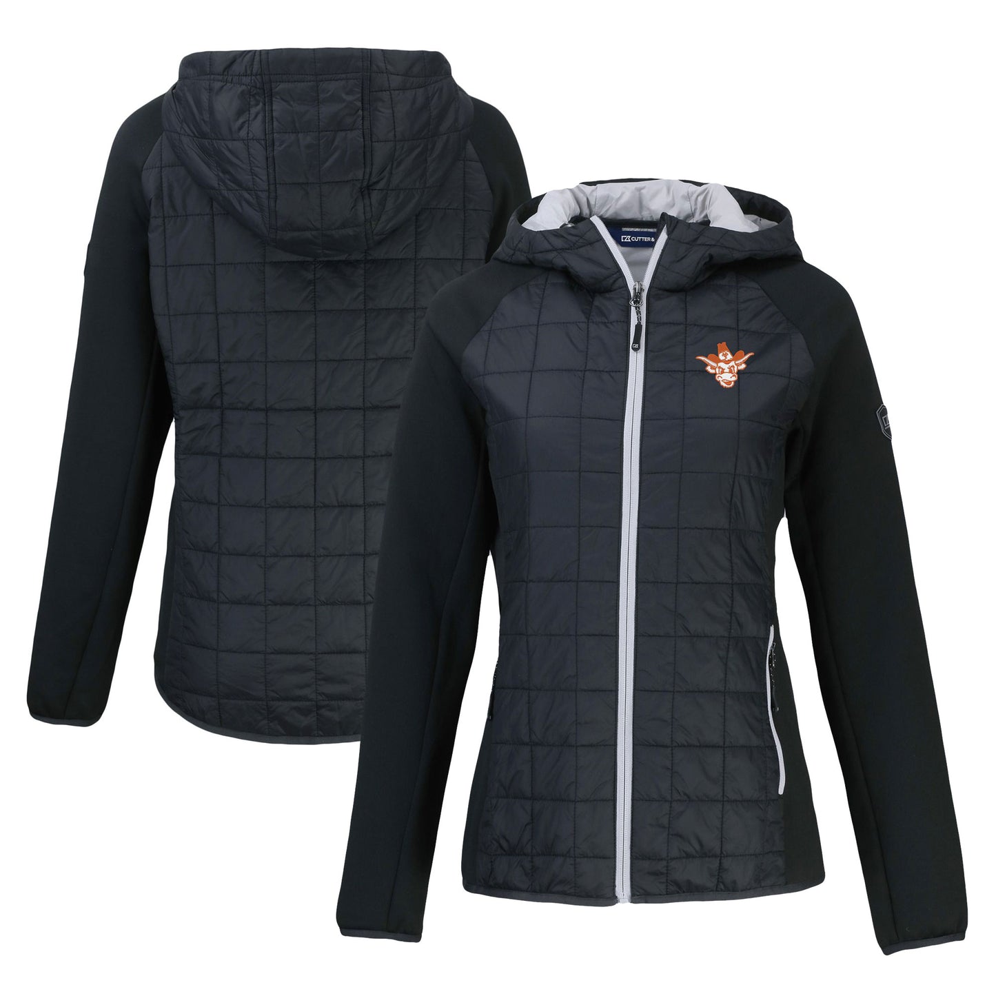 Women's Cutter & Buck Black Texas Longhorns Vault Primaloft Eco Raglan Full-Zip Hybrid Jacket