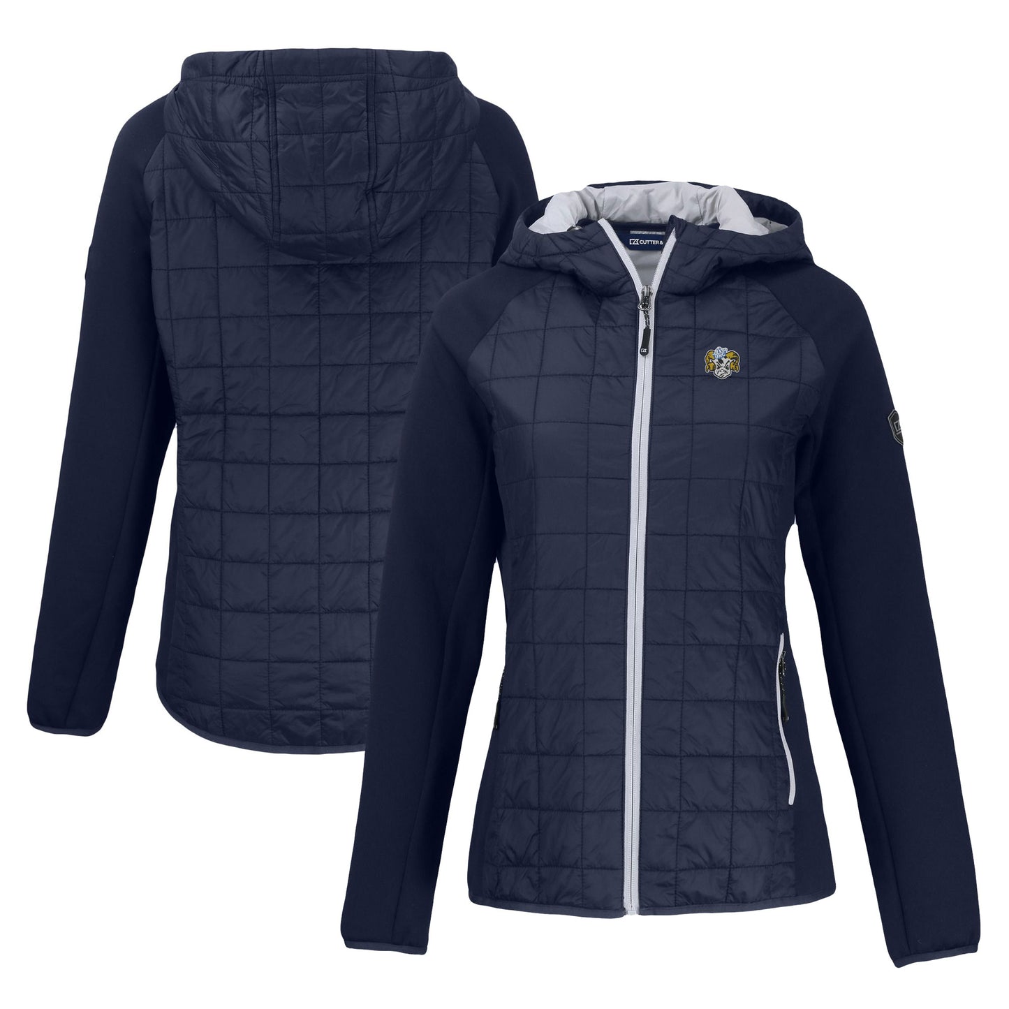 Women's Cutter & Buck Navy North Carolina Tar Heels Vault Primaloft Eco Raglan Full-Zip Hybrid Jacket