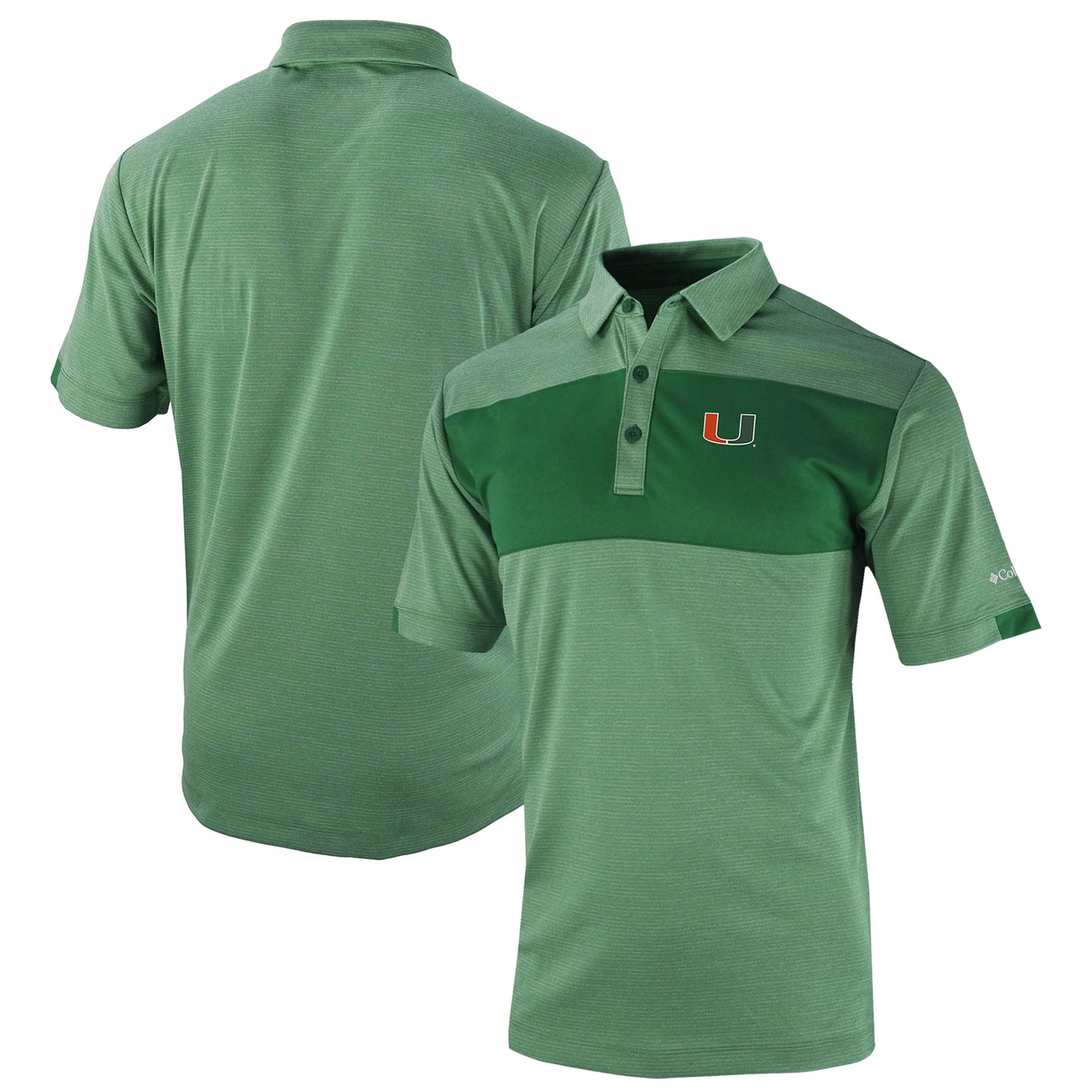 Men's Columbia Green Miami Hurricanes Omni-Wick Total Control Polo