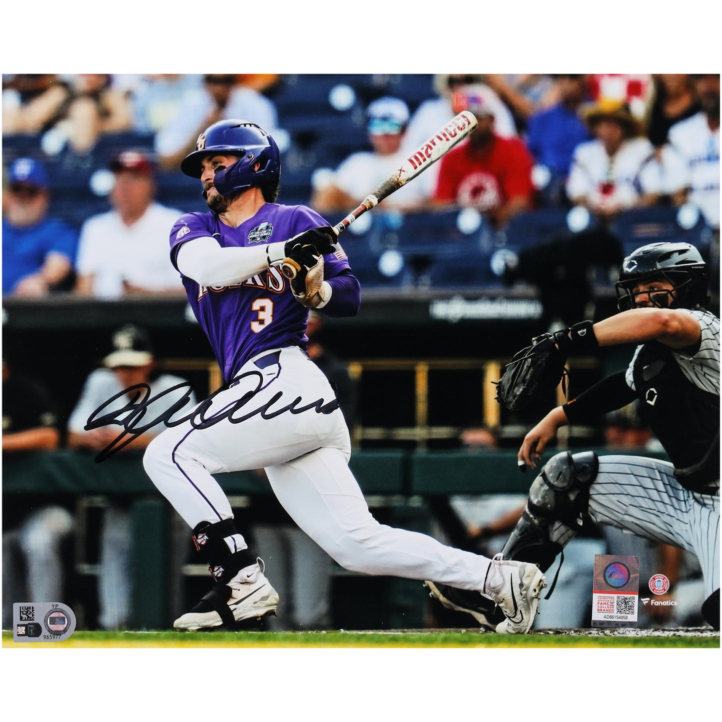 Dylan Crews LSU Tigers Autographed 8" x 10" Hitting Photograph