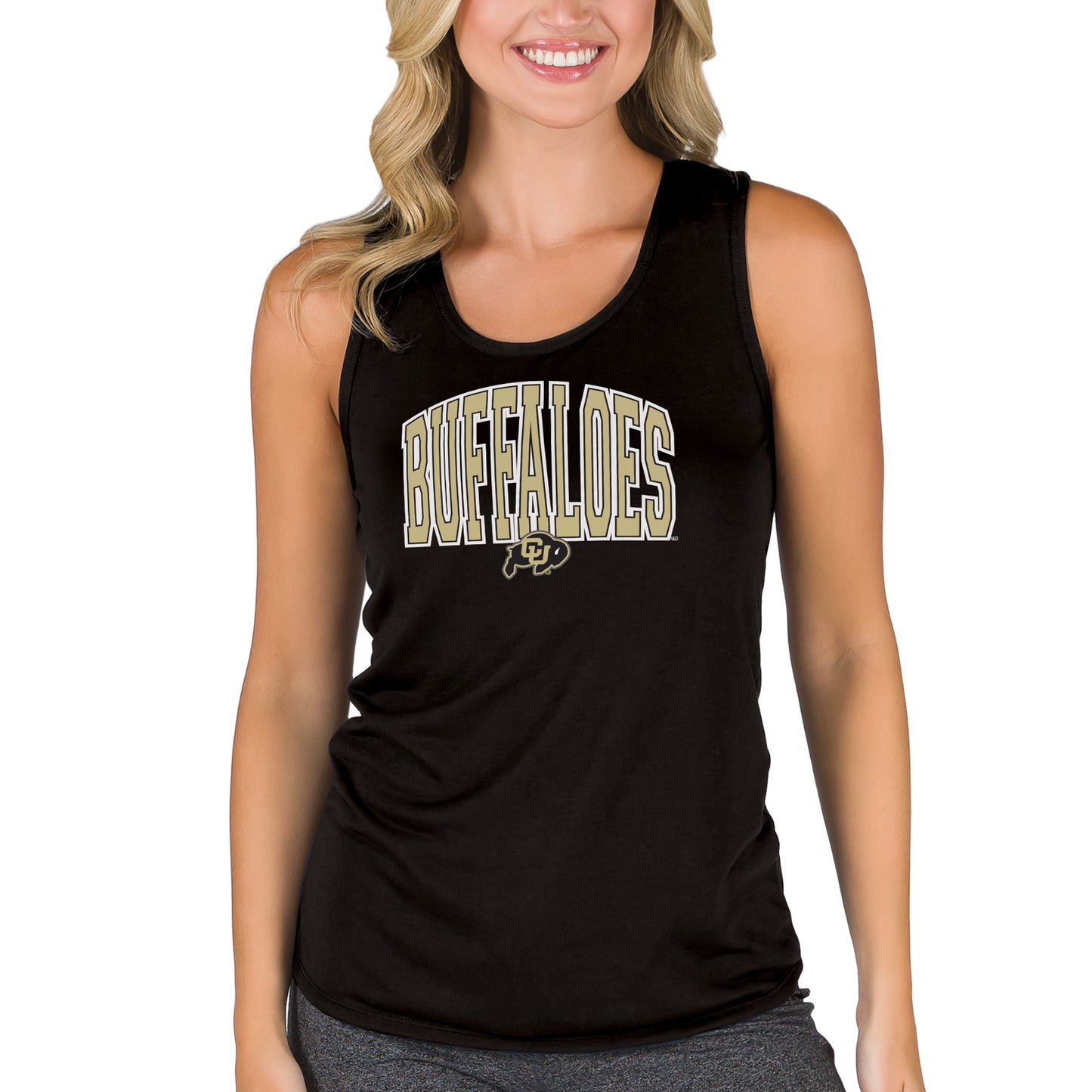 Women's College Concepts Black Colorado Buffaloes Marathon Racerback Tank Top