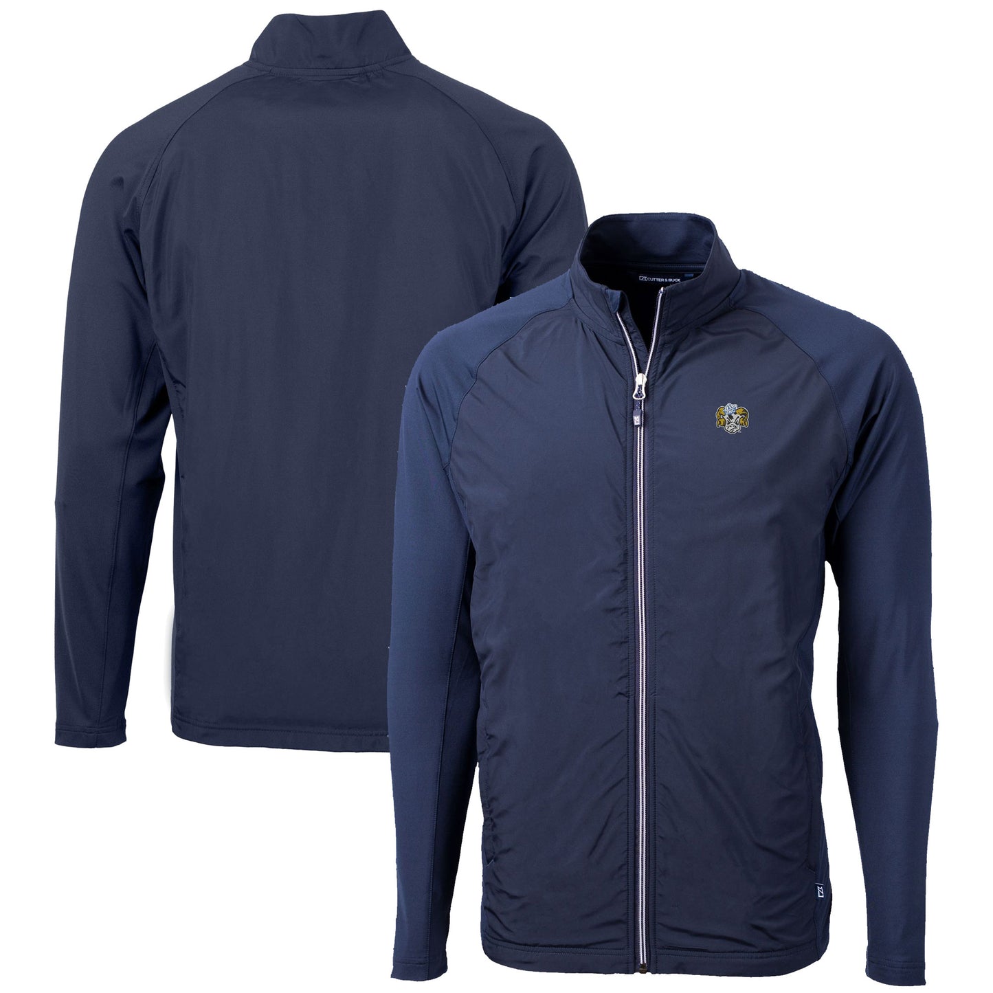 Men's Cutter & Buck Navy North Carolina Tar Heels Vault Adapt Eco Knit Hybrid Recycled Mens Full Zip Jacket
