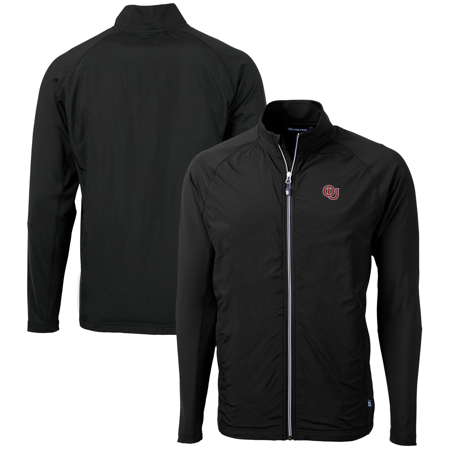 Men's Cutter & Buck Black Oklahoma Sooners Vault Adapt Eco Knit Hybrid Recycled Mens Full Zip Jacket