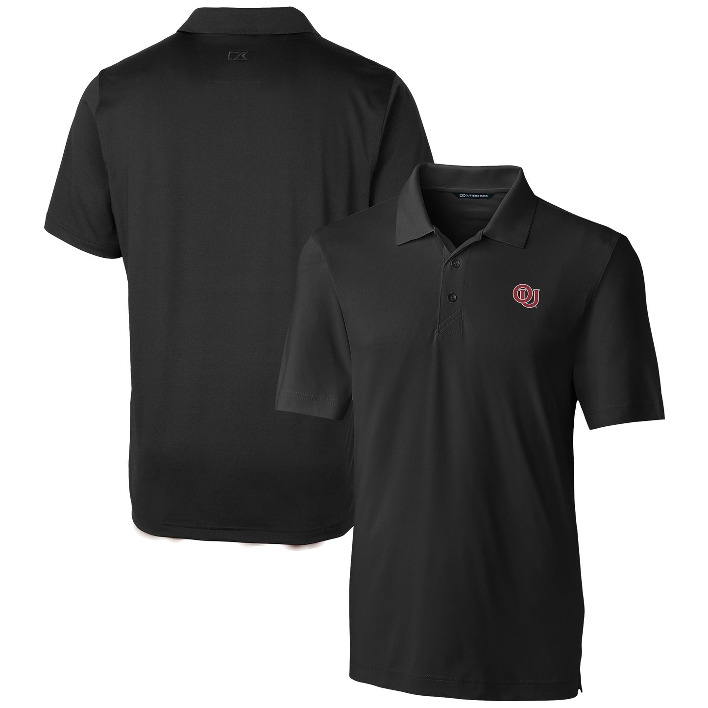 Men's Cutter & Buck Black Oklahoma Sooners Vault Forge Stretch Polo