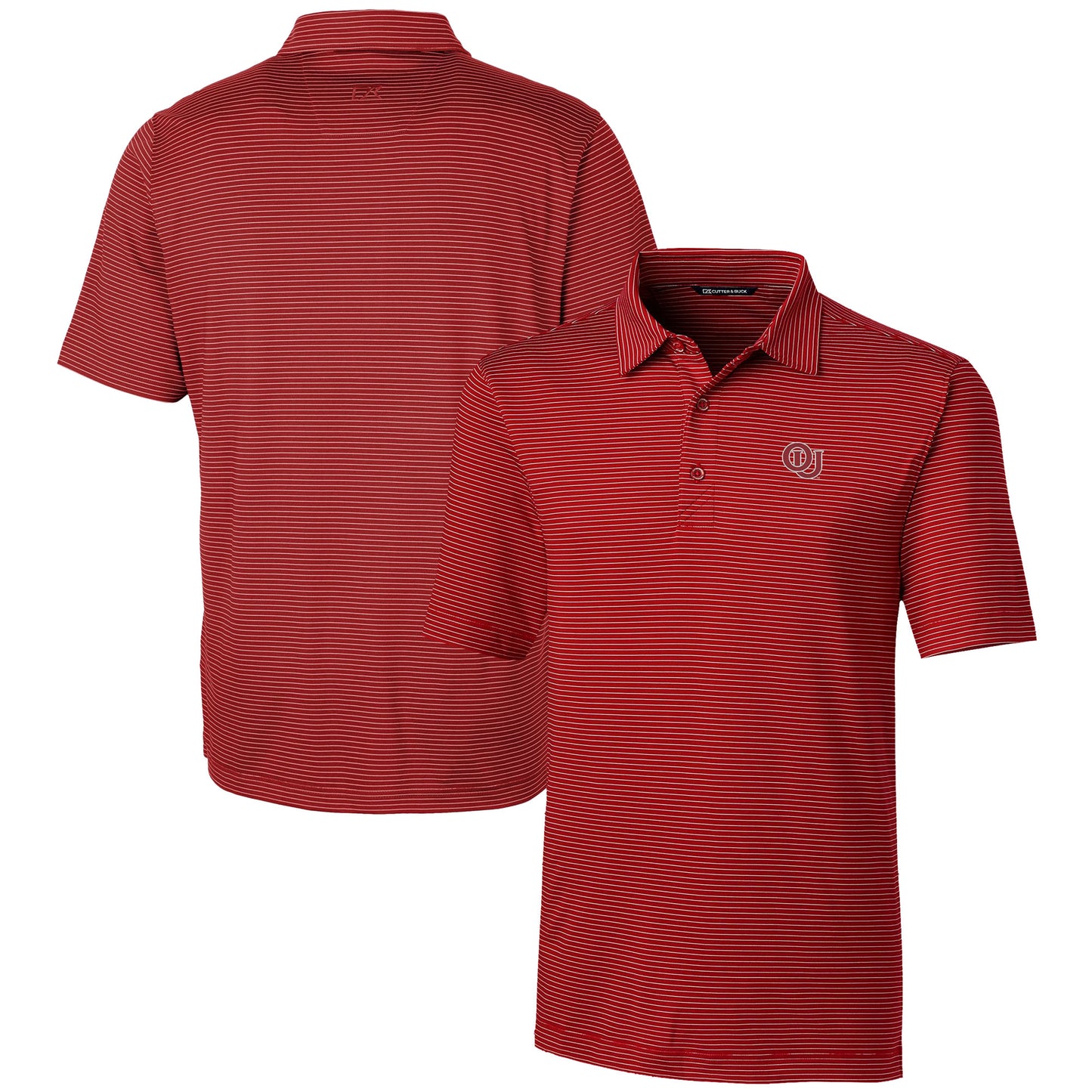 Men's Cutter & Buck Red Oklahoma Sooners Vault Forge Pencil Stripe Stretch Polo
