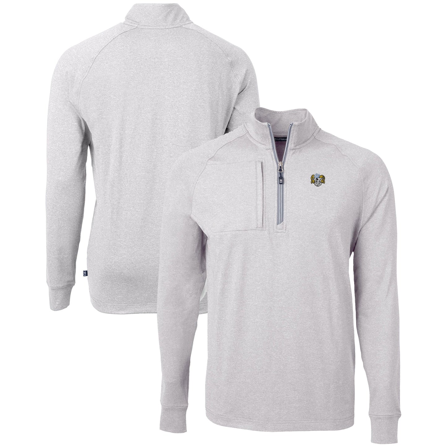 Men's Cutter & Buck Heather Gray North Carolina Tar Heels Vault Adapt Eco Knit Heathered Recycled Raglan Quarter-Zip Top