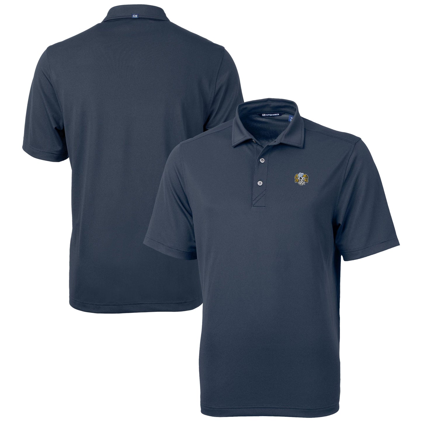 Men's Cutter & Buck Navy North Carolina Tar Heels Vault DryTec Virtue Eco Pique Recycled Polo