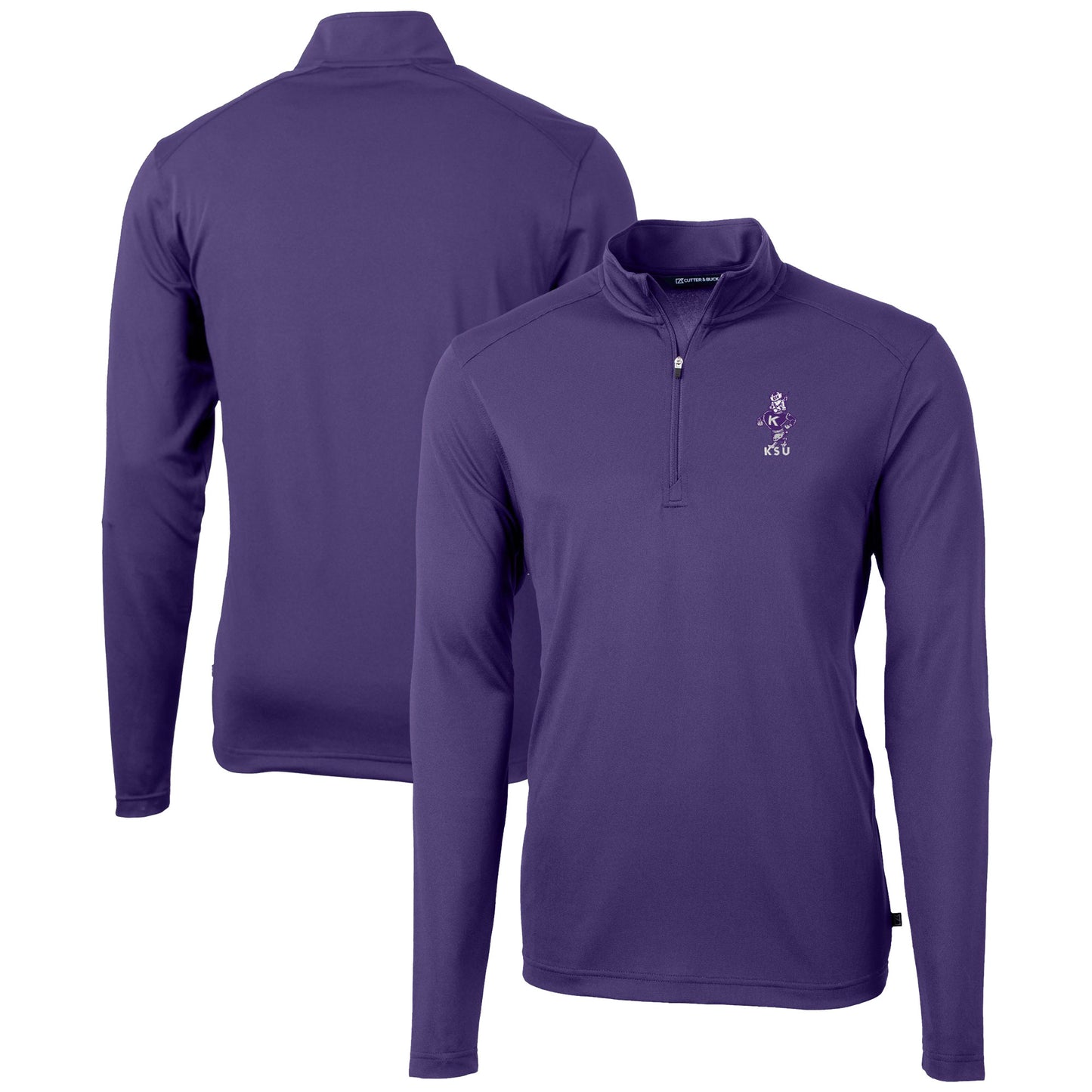 Men's Cutter & Buck Purple Kansas State Wildcats Vault DryTec Virtue Eco Pique Recycled Quarter-Zip Top