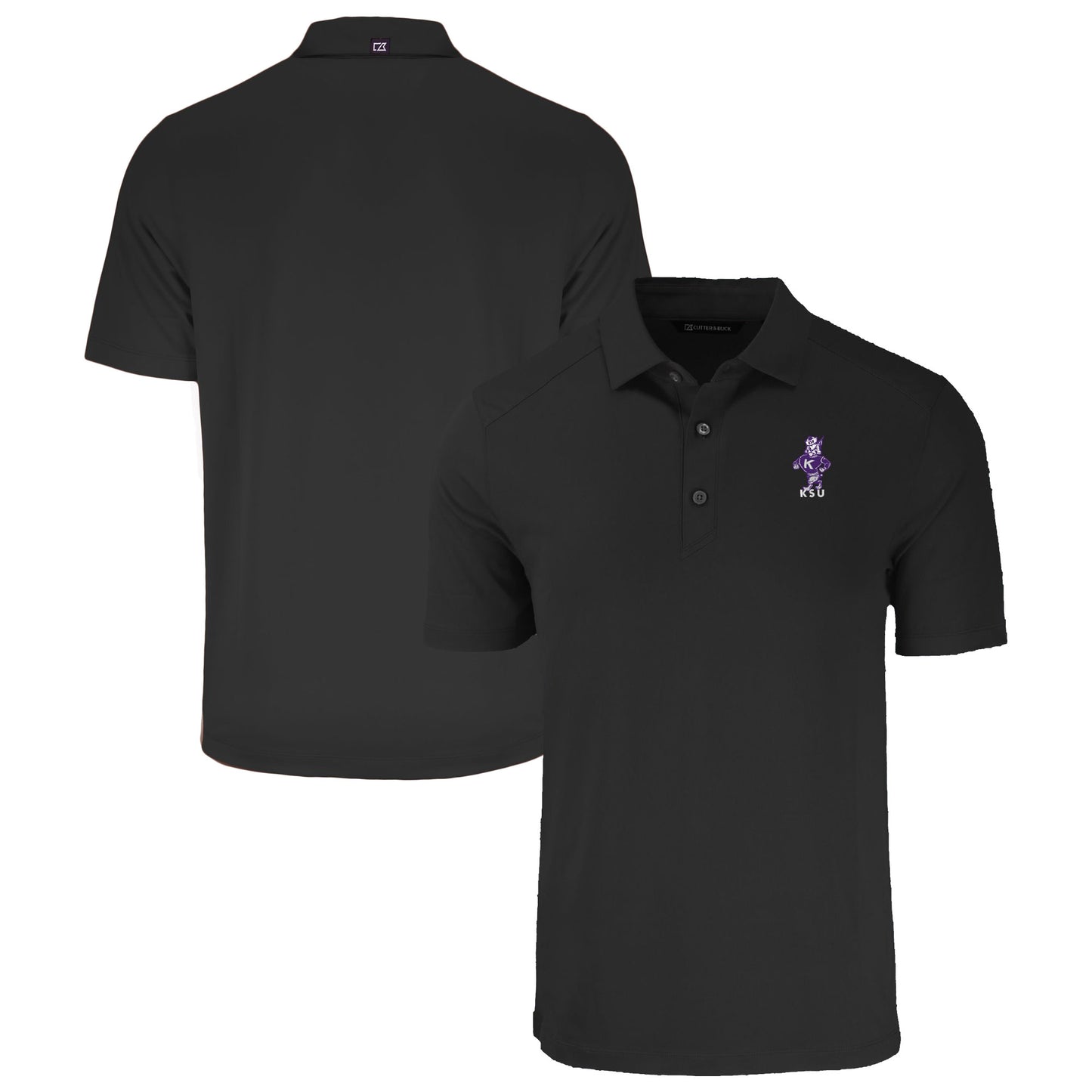 Men's Cutter & Buck Black Kansas State Wildcats Vault Forge Eco Stretch Recycled Polo