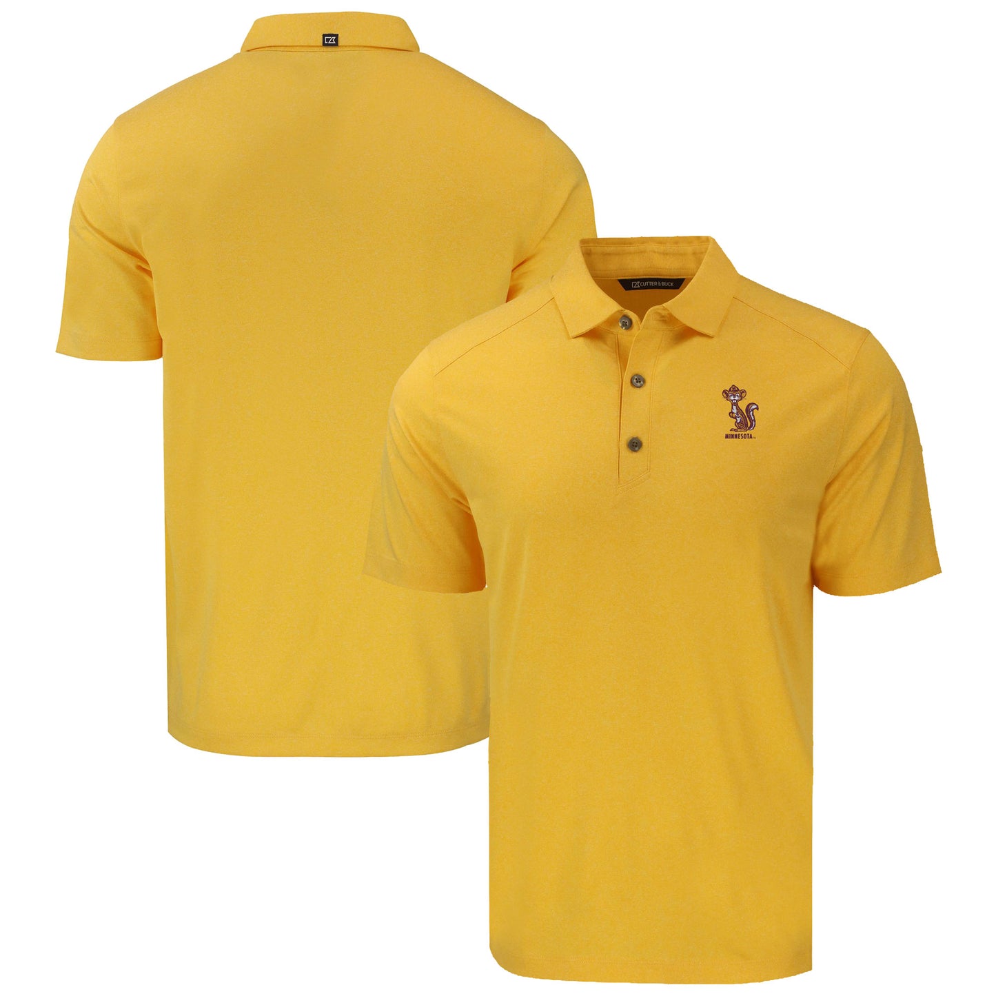 Men's Cutter & Buck Heather Gold Minnesota Golden Gophers Vault Forge Eco Stretch Recycled Polo