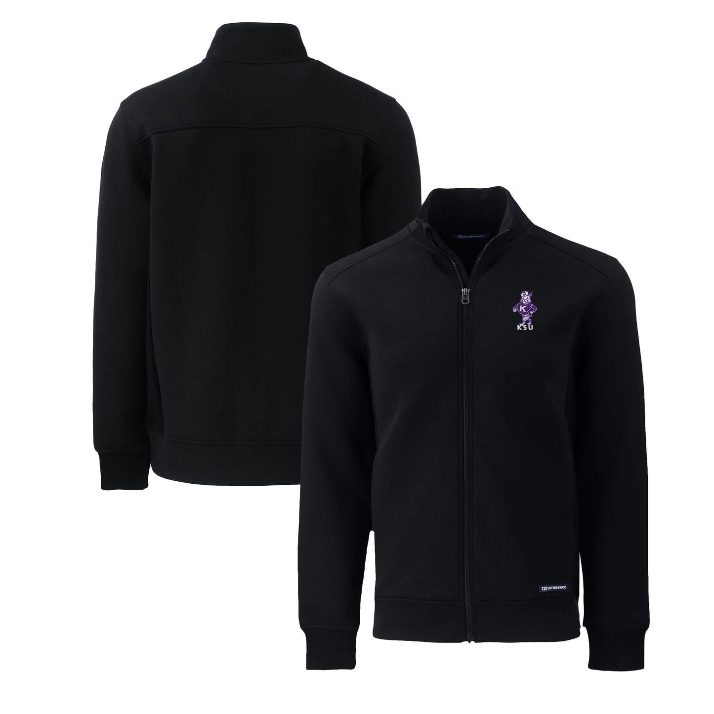 Men's Cutter & Buck Black Kansas State Wildcats Roam Eco Recycled Full-Zip Jacket