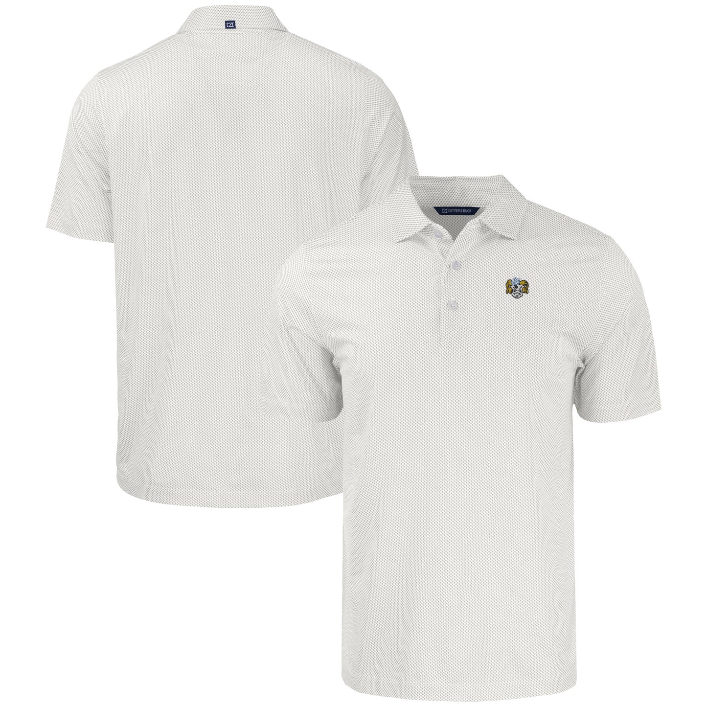 Men's Cutter & Buck White North Carolina Tar Heels Vault Pike Eco Symmetry Print Stretch Recycled Polo