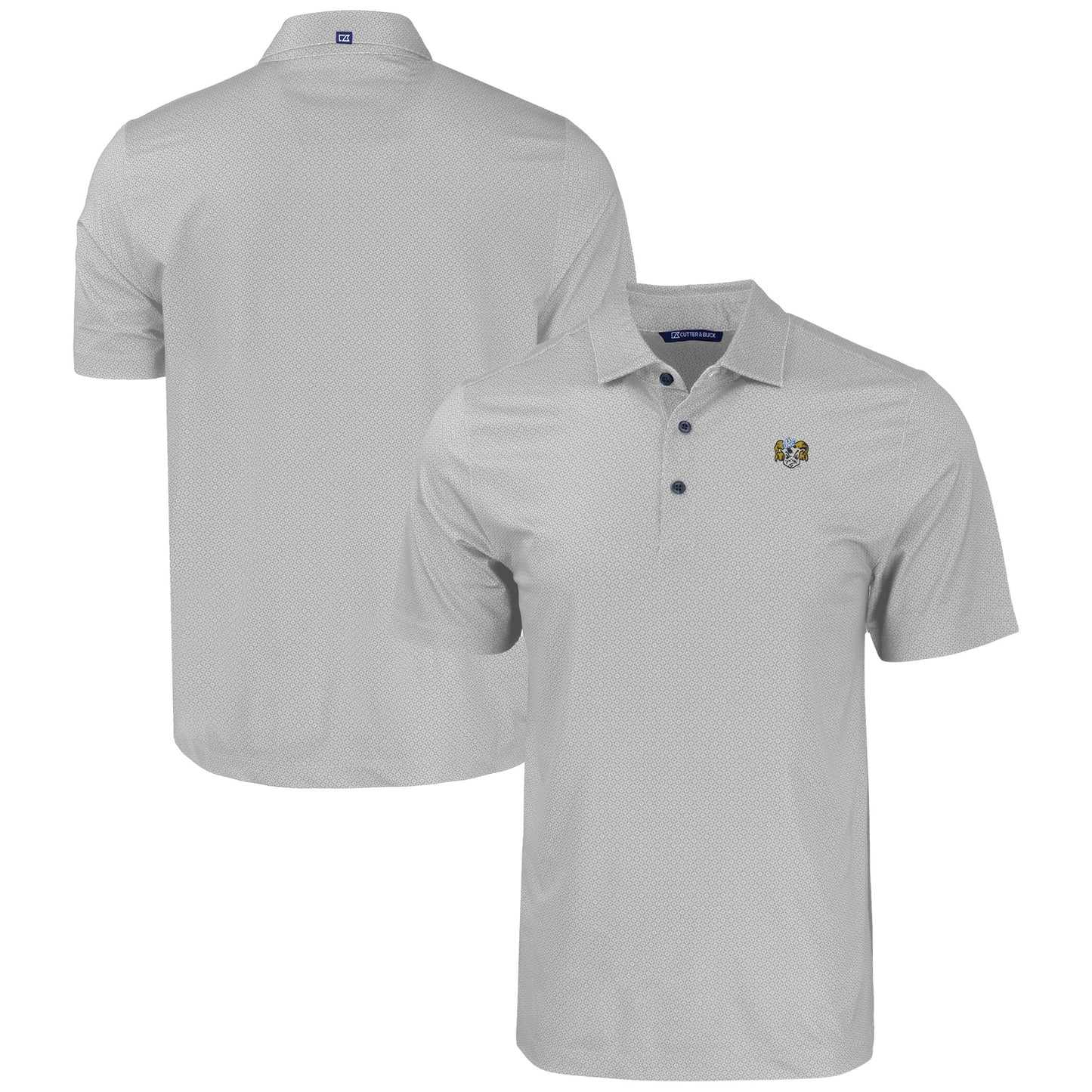 Men's Cutter & Buck Gray North Carolina Tar Heels Pike Eco Tonal Geo Print Stretch Recycled Polo