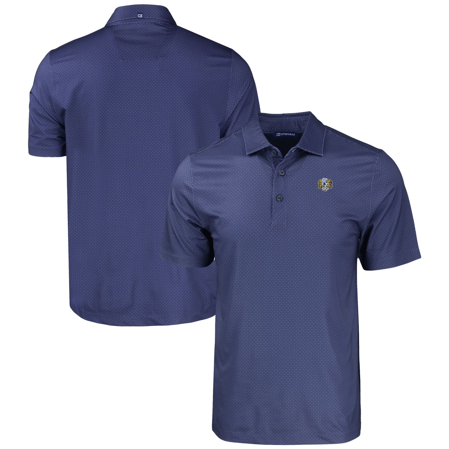 Men's Cutter & Buck Navy North Carolina Tar Heels Pike Eco Tonal Geo Print Stretch Recycled Polo