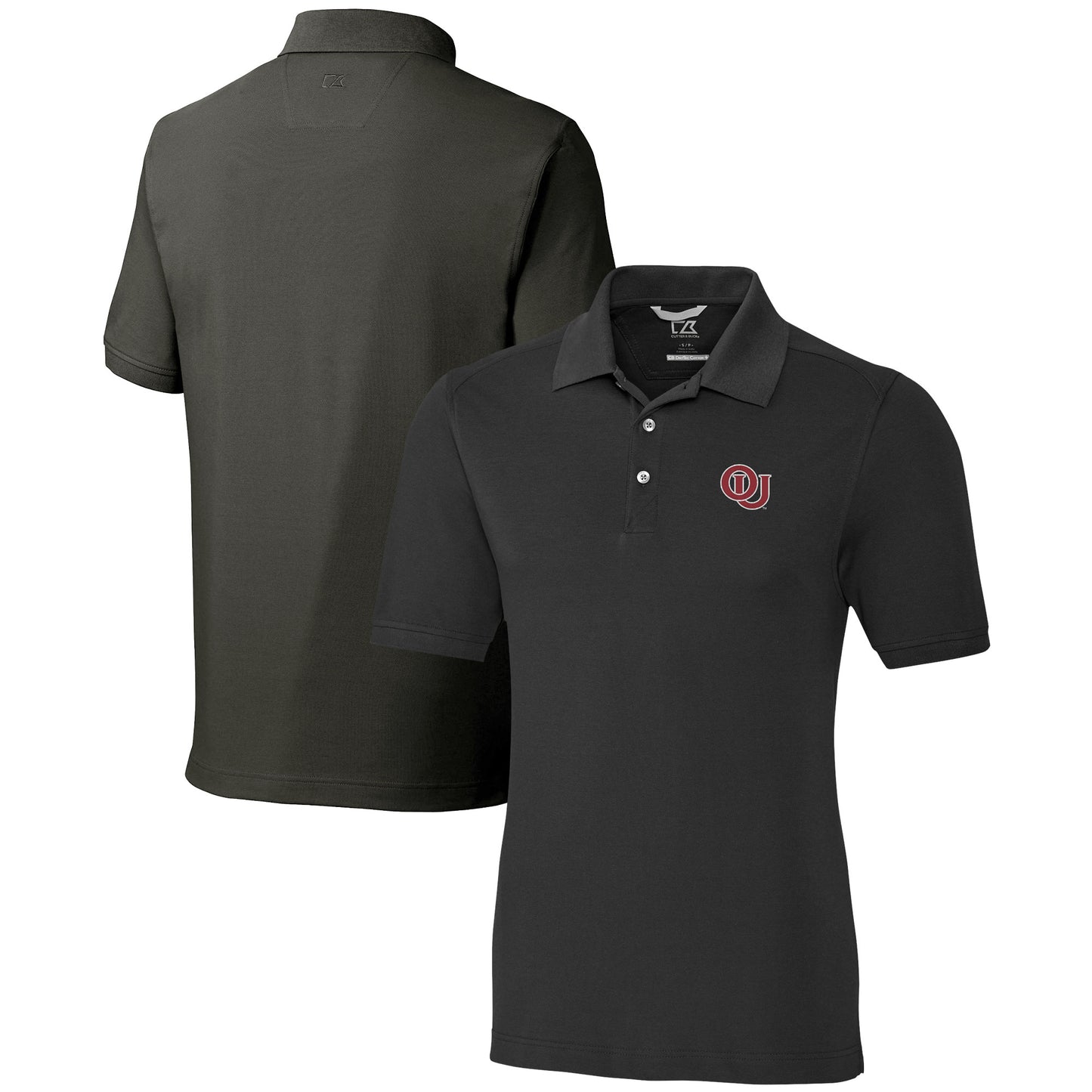Men's Cutter & Buck Black Oklahoma Sooners Advantage Tri-Blend DryTec Pique Polo