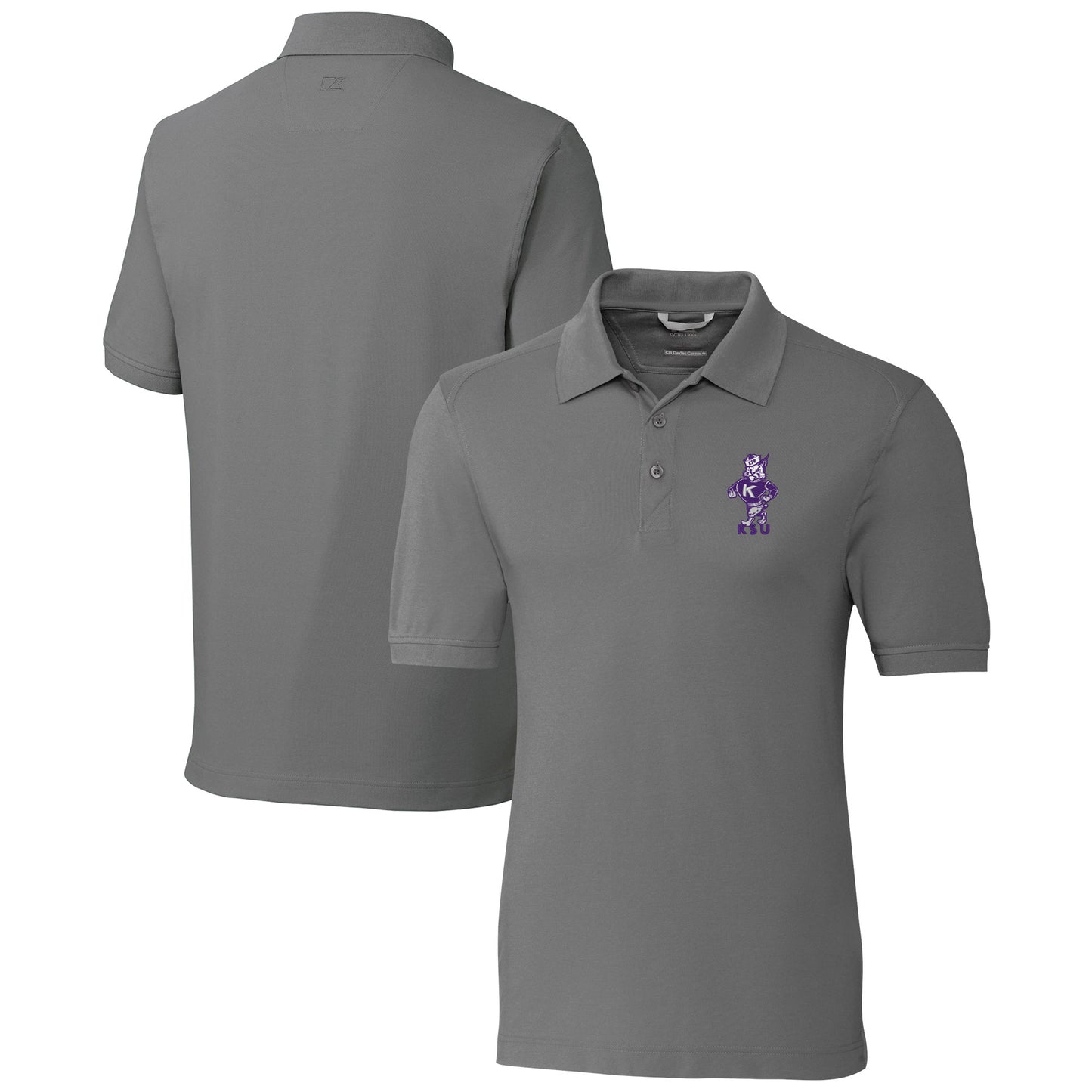 Men's Cutter & Buck Gray Kansas State Wildcats Advantage Tri-Blend DryTec Pique Polo