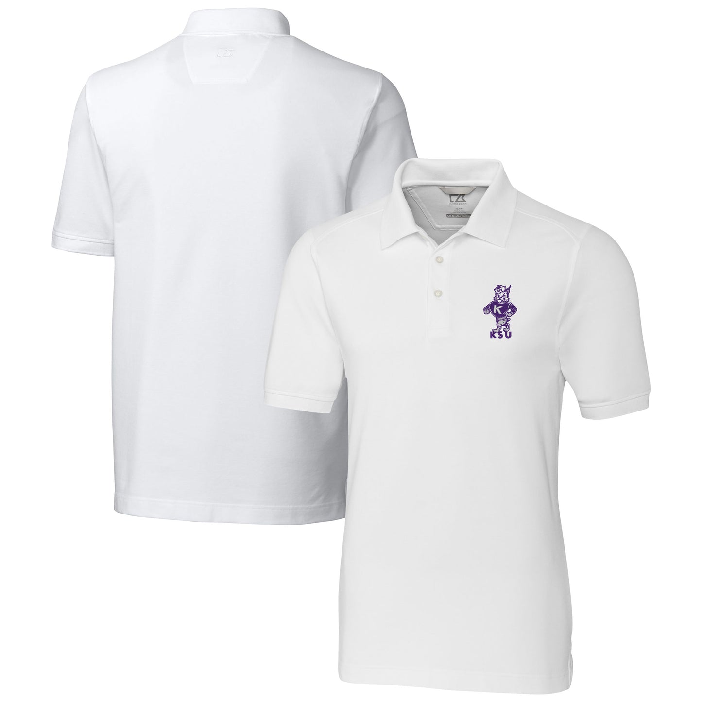 Men's Cutter & Buck White Kansas State Wildcats Advantage Tri-Blend DryTec Pique Polo