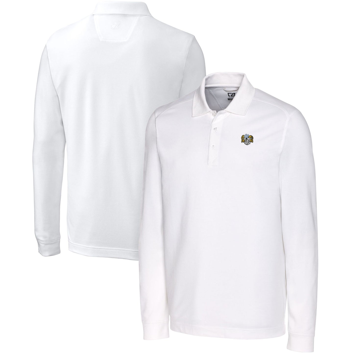 Men's Cutter & Buck White North Carolina Tar Heels Advantage Tri-Blend Pique Long Sleeve DryTec Polo