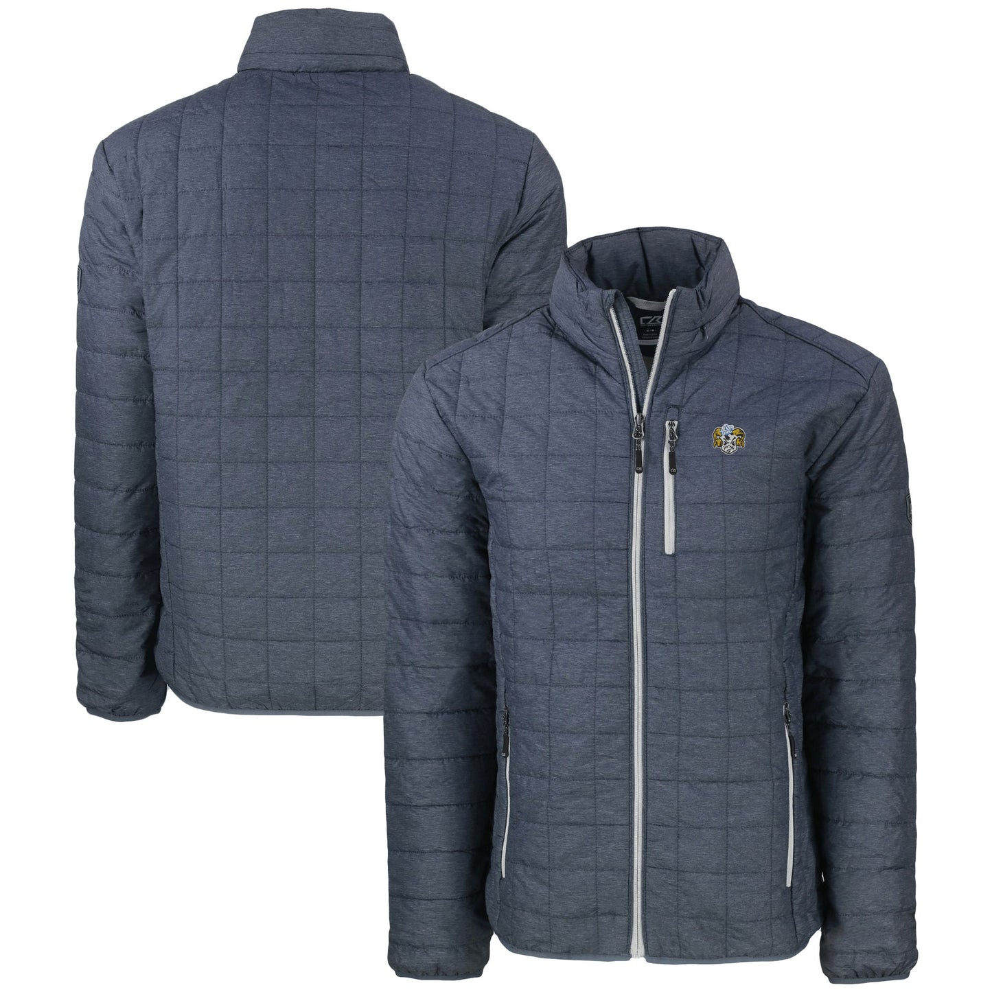 Men's Cutter & Buck Charcoal North Carolina Tar Heels Vault Rainier PrimaLoft Eco Insulated Full-Zip Puffer Jacket