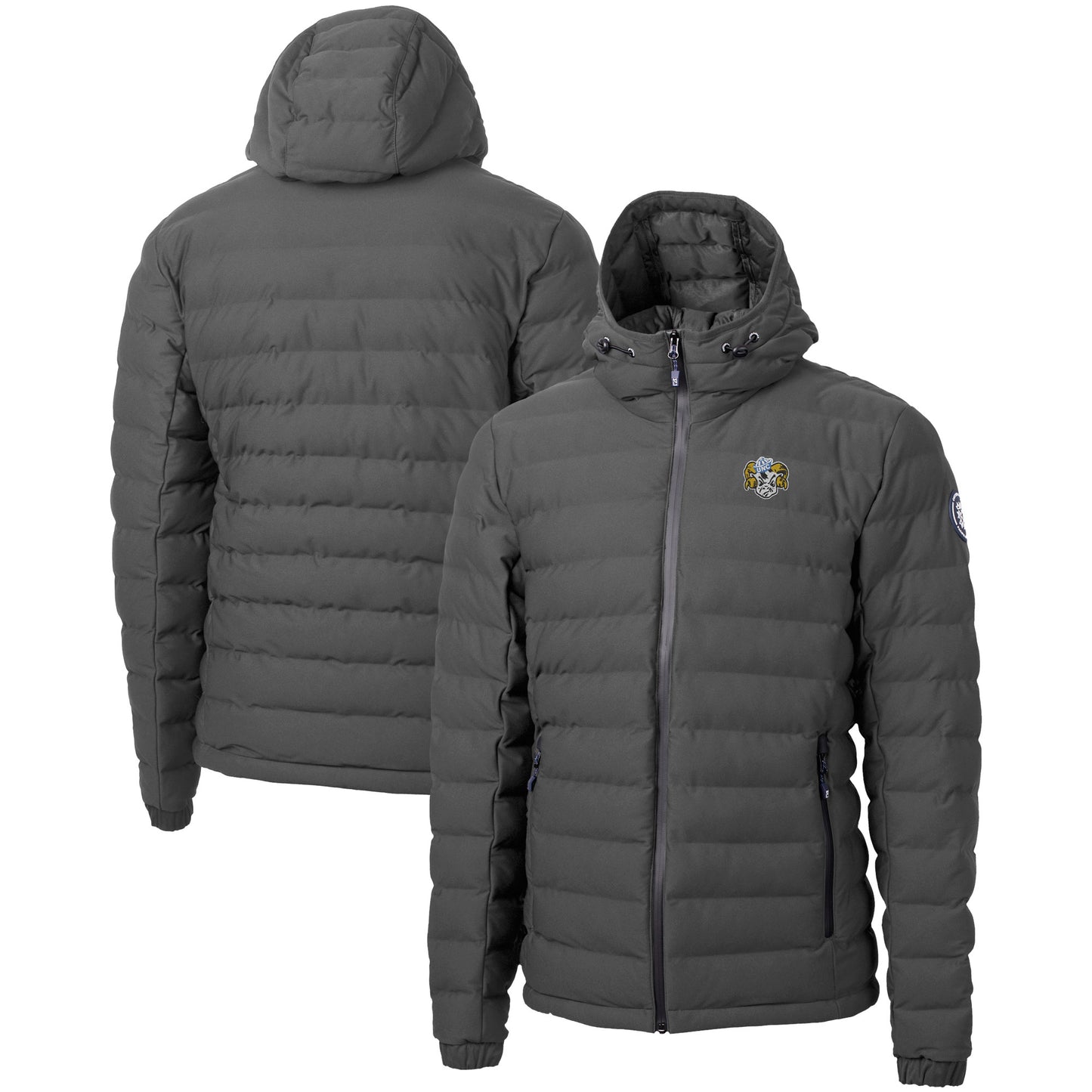 Men's Cutter & Buck Gray North Carolina Tar Heels Vault Mission Ridge Repreve Eco Insulated Puffer Full-Zip Jacket