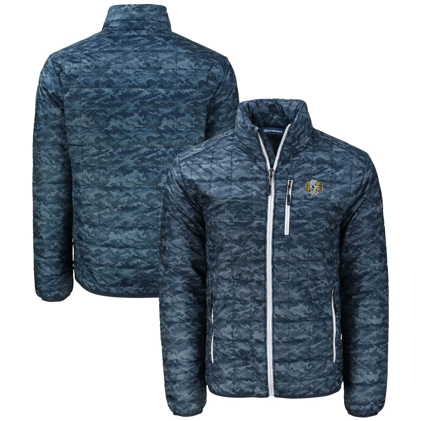 Men's Cutter & Buck Navy North Carolina Tar Heels Vault Rainier PrimaLoft Eco Insulated Full-Zip Puffer Jacket