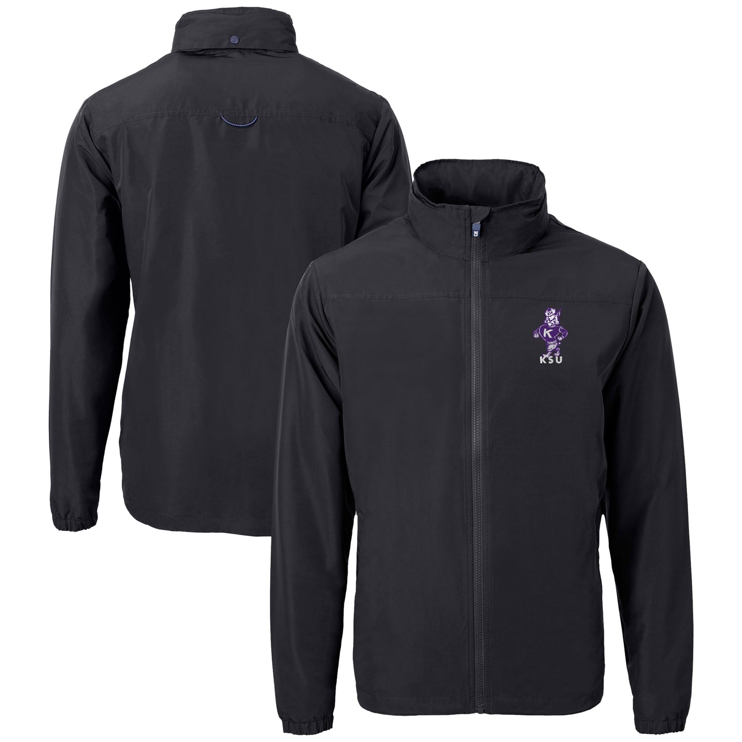Men's Cutter & Buck Black Kansas State Wildcats Vault Charter Eco Recycled Full-Zip Jacket