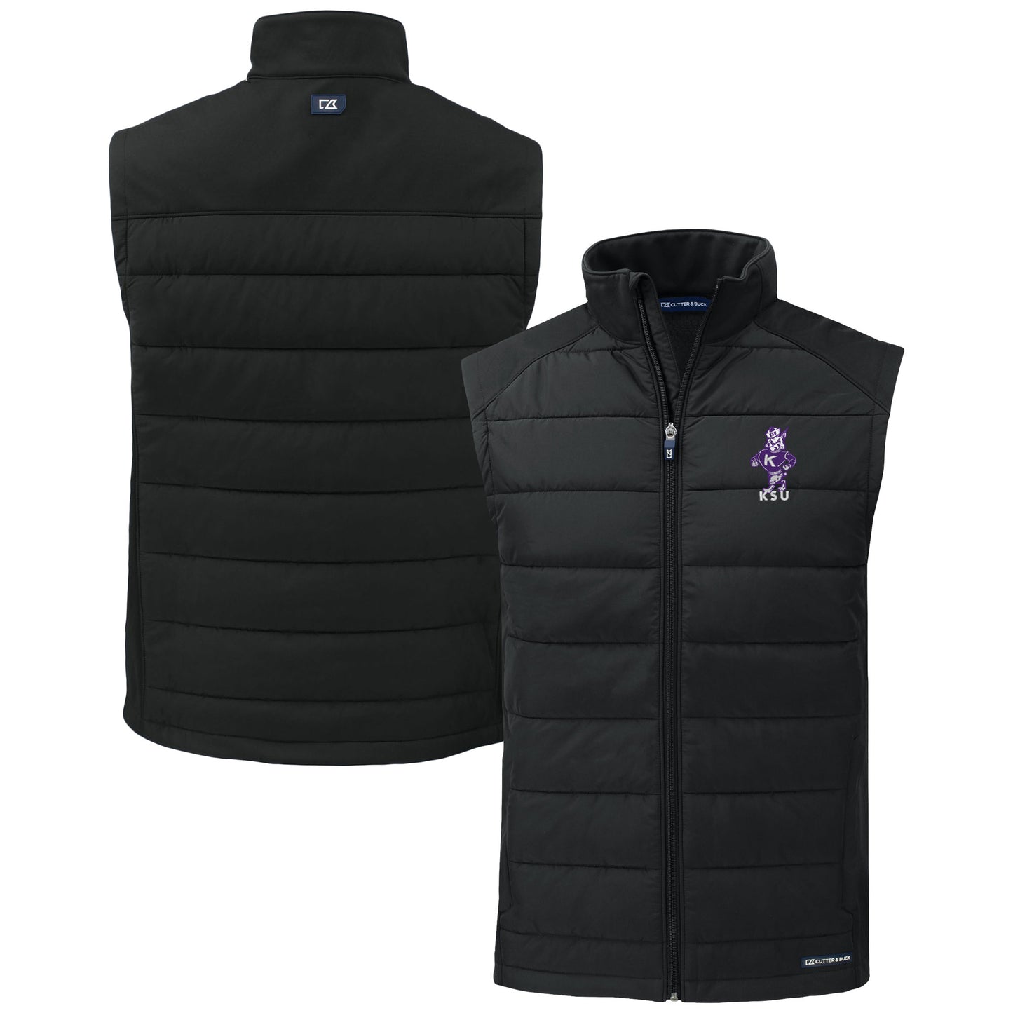Men's Cutter & Buck Black Kansas State Wildcats Vault Evoke Hybrid Eco Softshell Recycled Full-Zip Vest