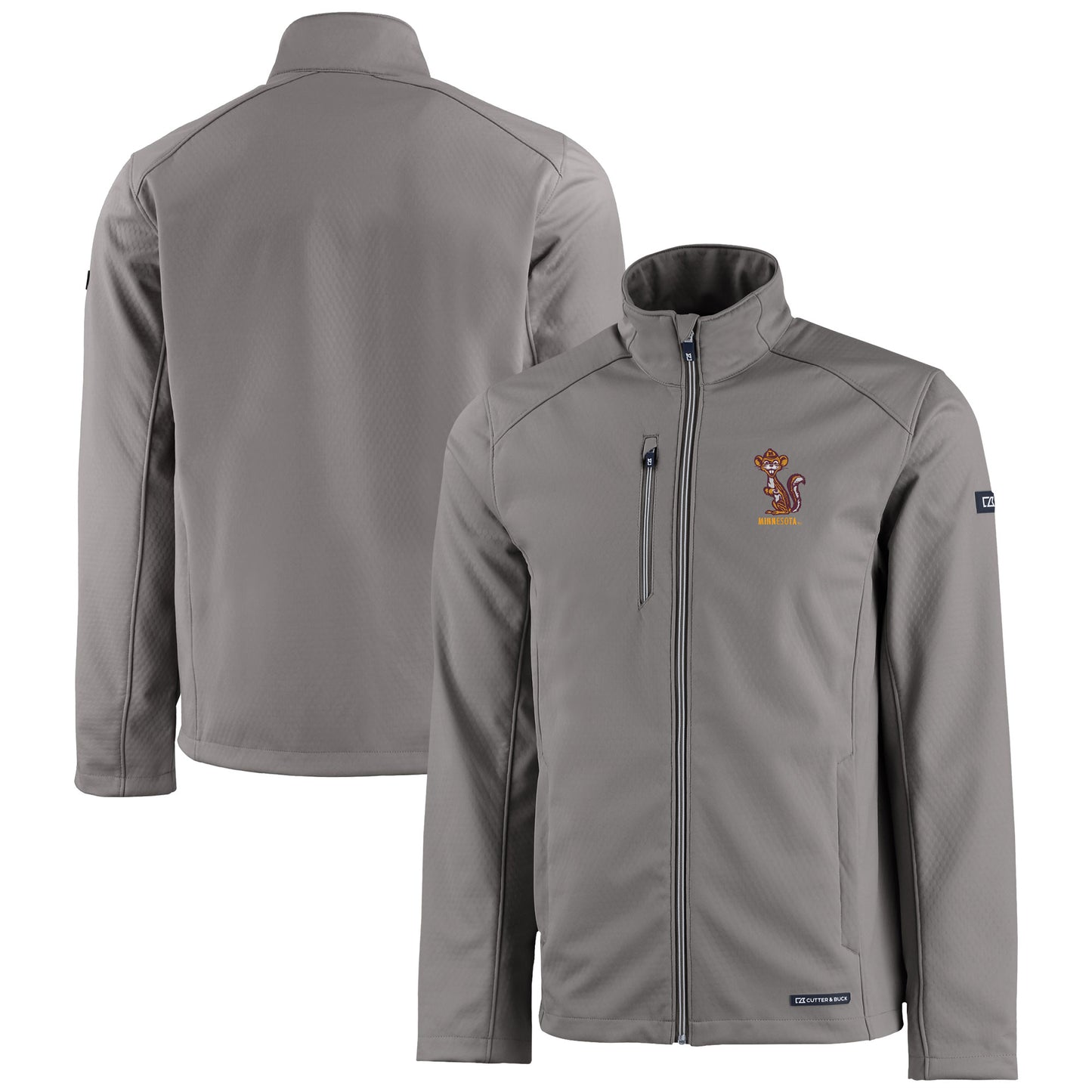 Men's Cutter & Buck Gray Minnesota Golden Gophers Vault Evoke Eco Softshell Recycled Full-Zip Jacket
