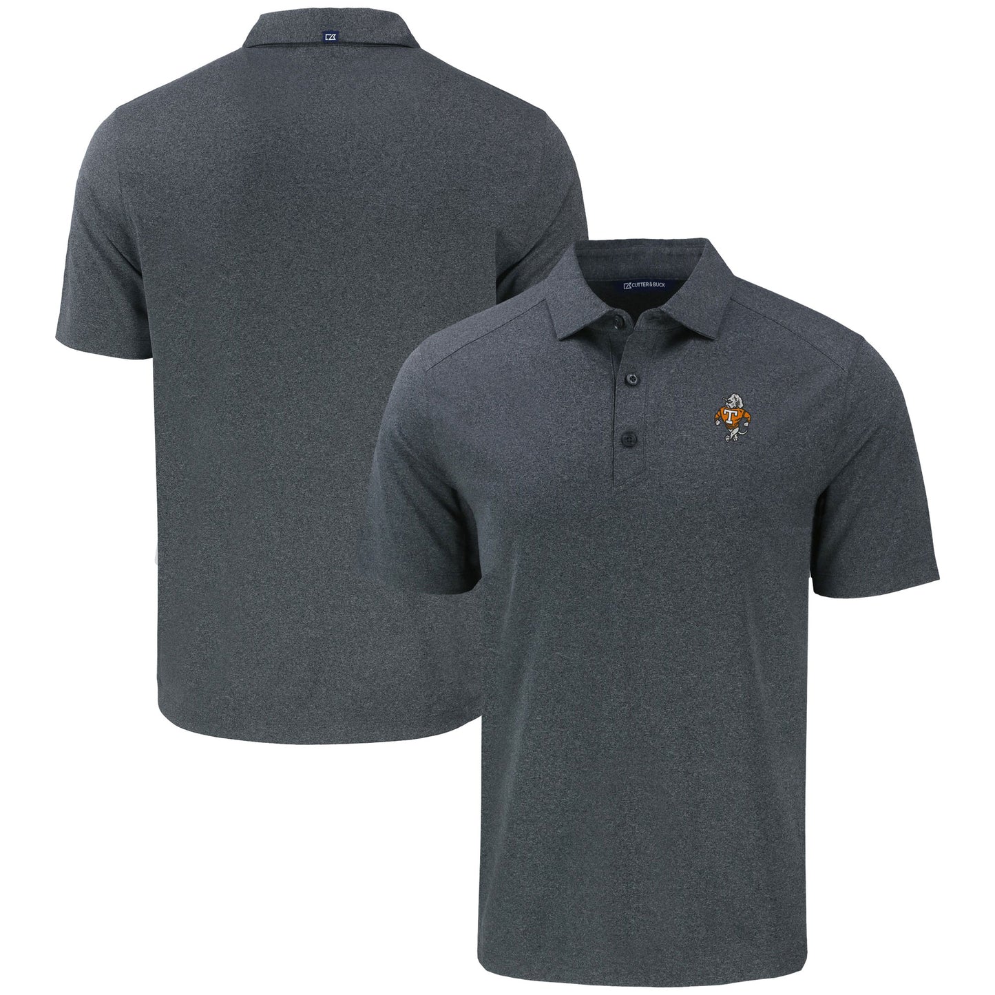 Men's Cutter & Buck Heather Black Tennessee Volunteers Vault Forge Eco Stretch Recycled Polo