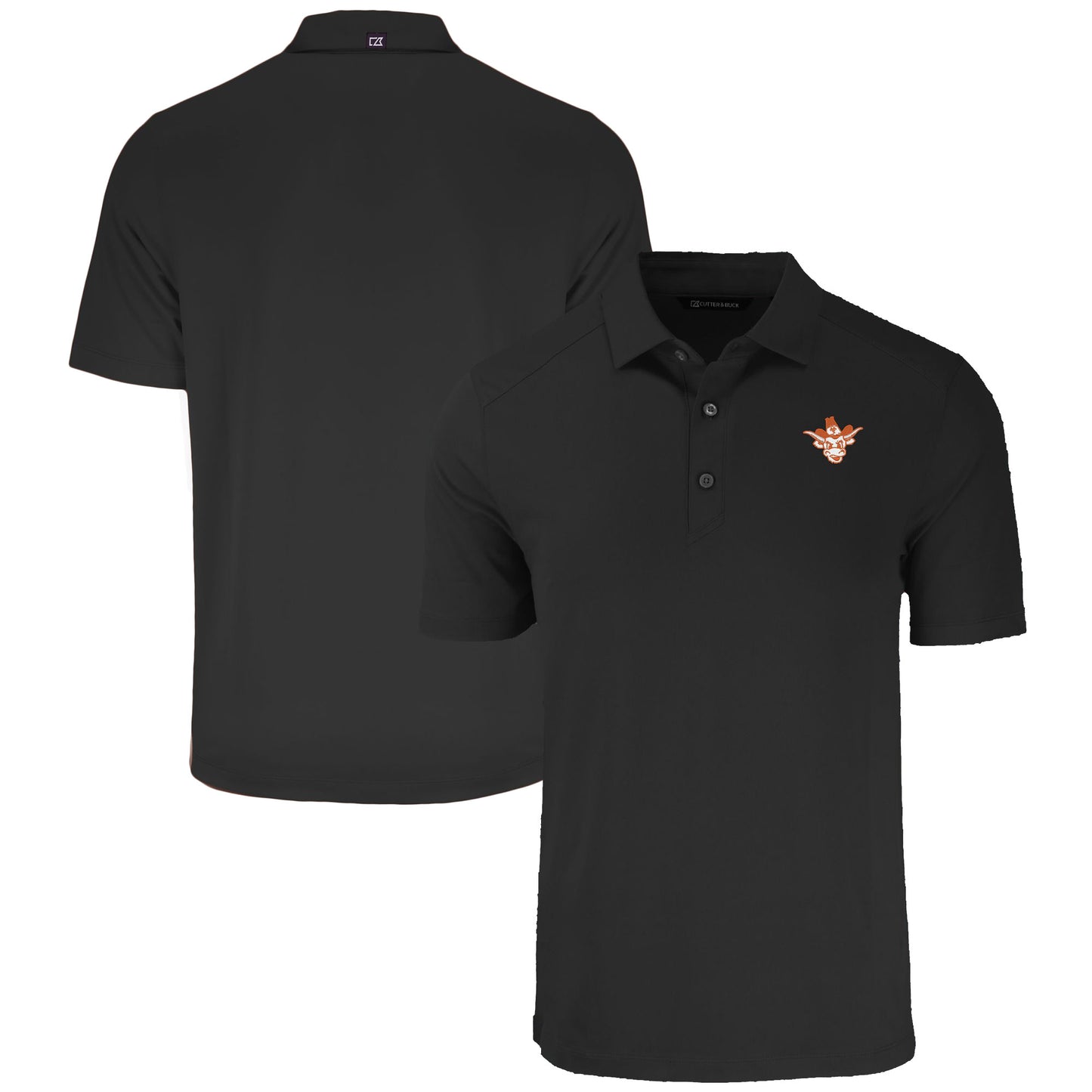 Men's Cutter & Buck Black Texas Longhorns Vault Forge Eco Stretch Recycled Polo