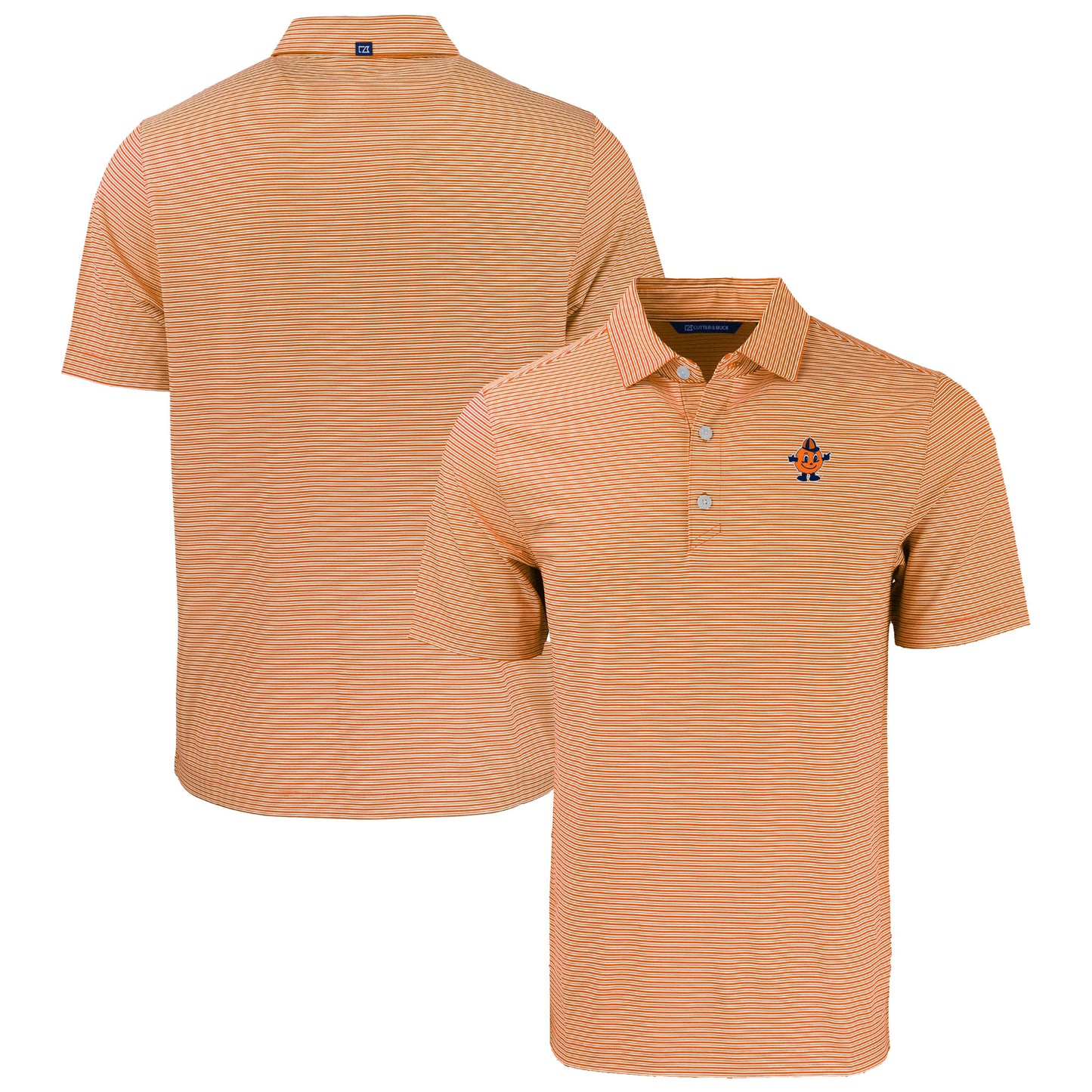 Men's Cutter & Buck Orange Syracuse Orange Forge Eco Double Stripe Stretch Recycled Tri-Blend Polo
