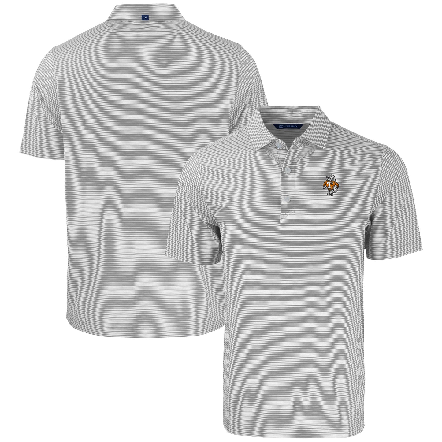 Men's Cutter & Buck Gray/White Tennessee Volunteers Forge Eco Double Stripe Stretch Recycled Tri-Blend Polo