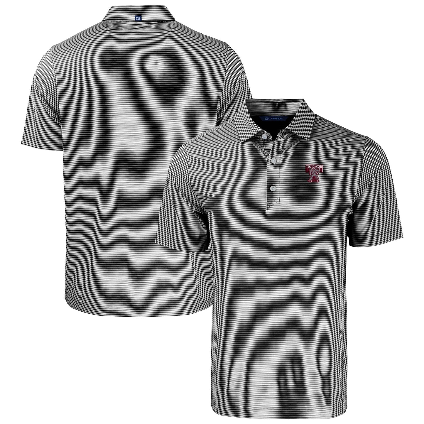 Men's Cutter & Buck Black/White Texas A&M Aggies Forge Eco Double Stripe Stretch Recycled Tri-Blend Polo