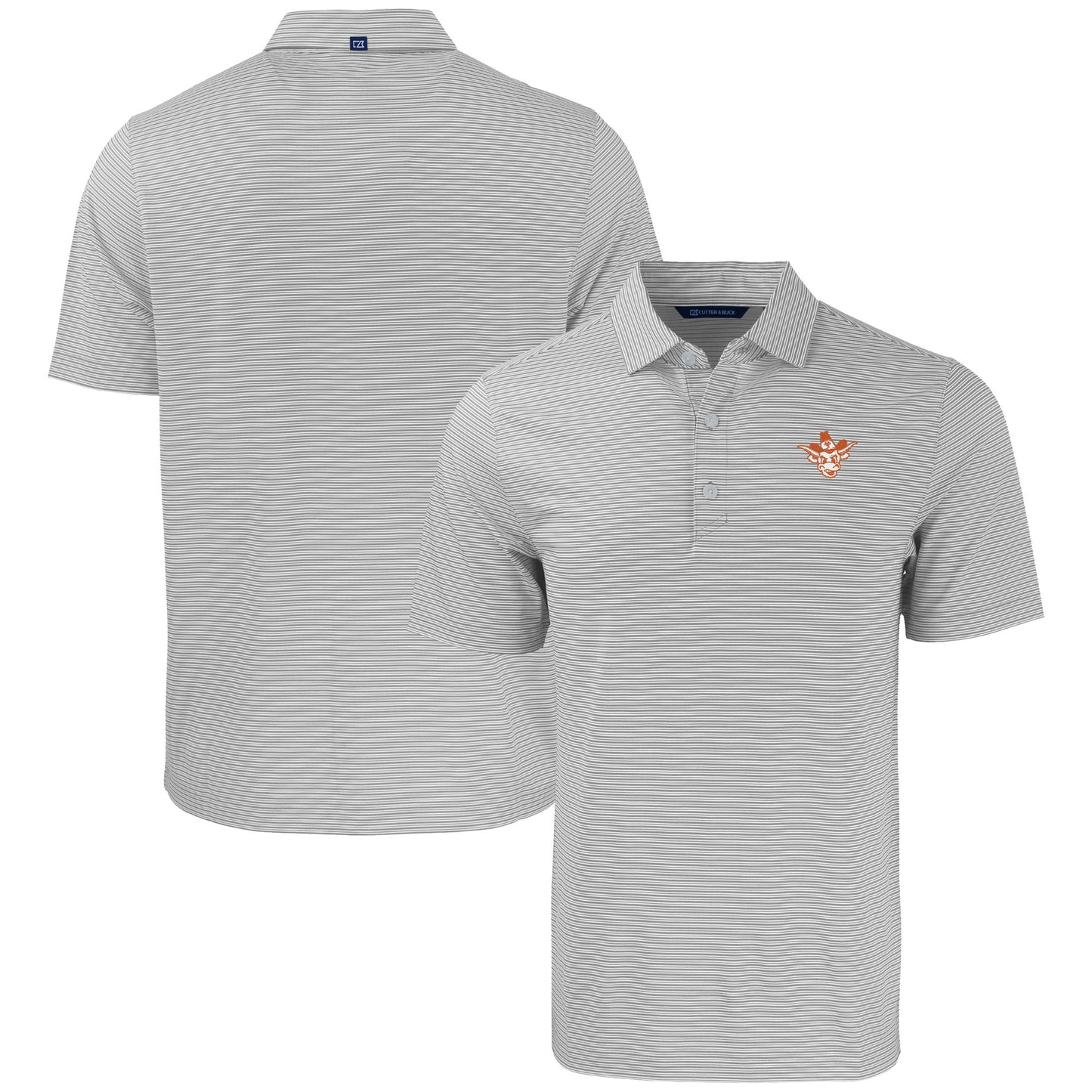 Men's Cutter & Buck Gray/White Texas Longhorns Forge Eco Double Stripe Stretch Recycled Tri-Blend Polo