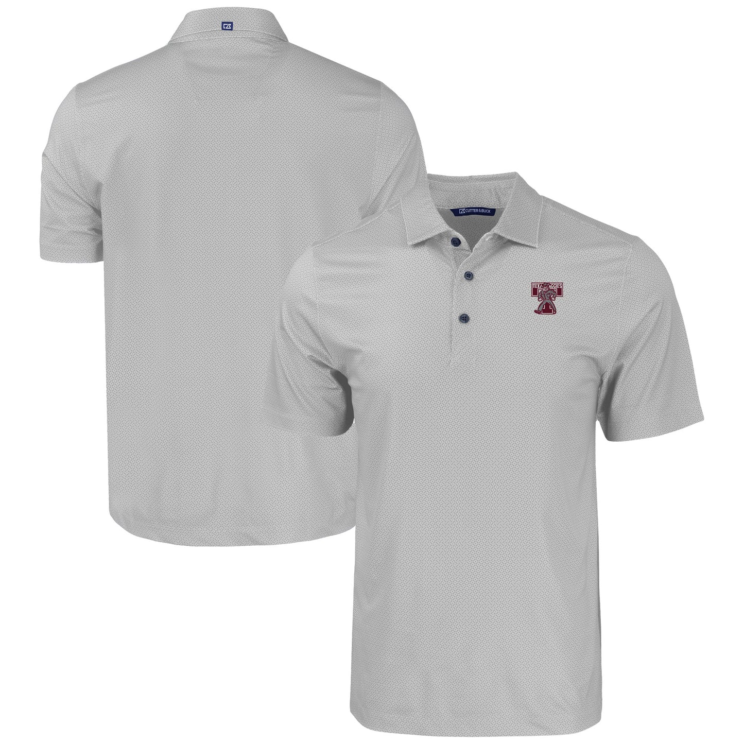 Men's Cutter & Buck Gray Texas A&M Aggies Pike Eco Tonal Geo Print Stretch Recycled Polo