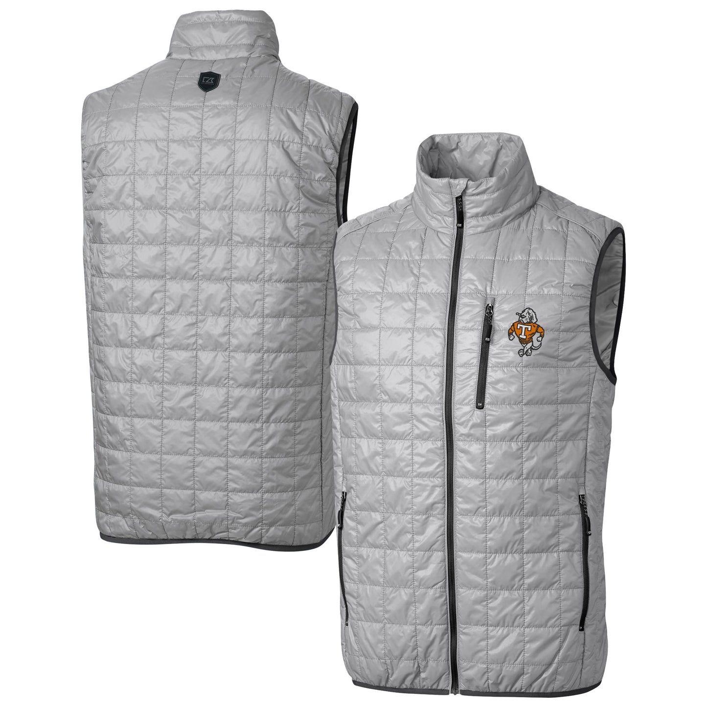 Men's Cutter & Buck Gray Tennessee Volunteers Vault Rainier PrimaLoft Eco Insulated Full-Zip Puffer Vest