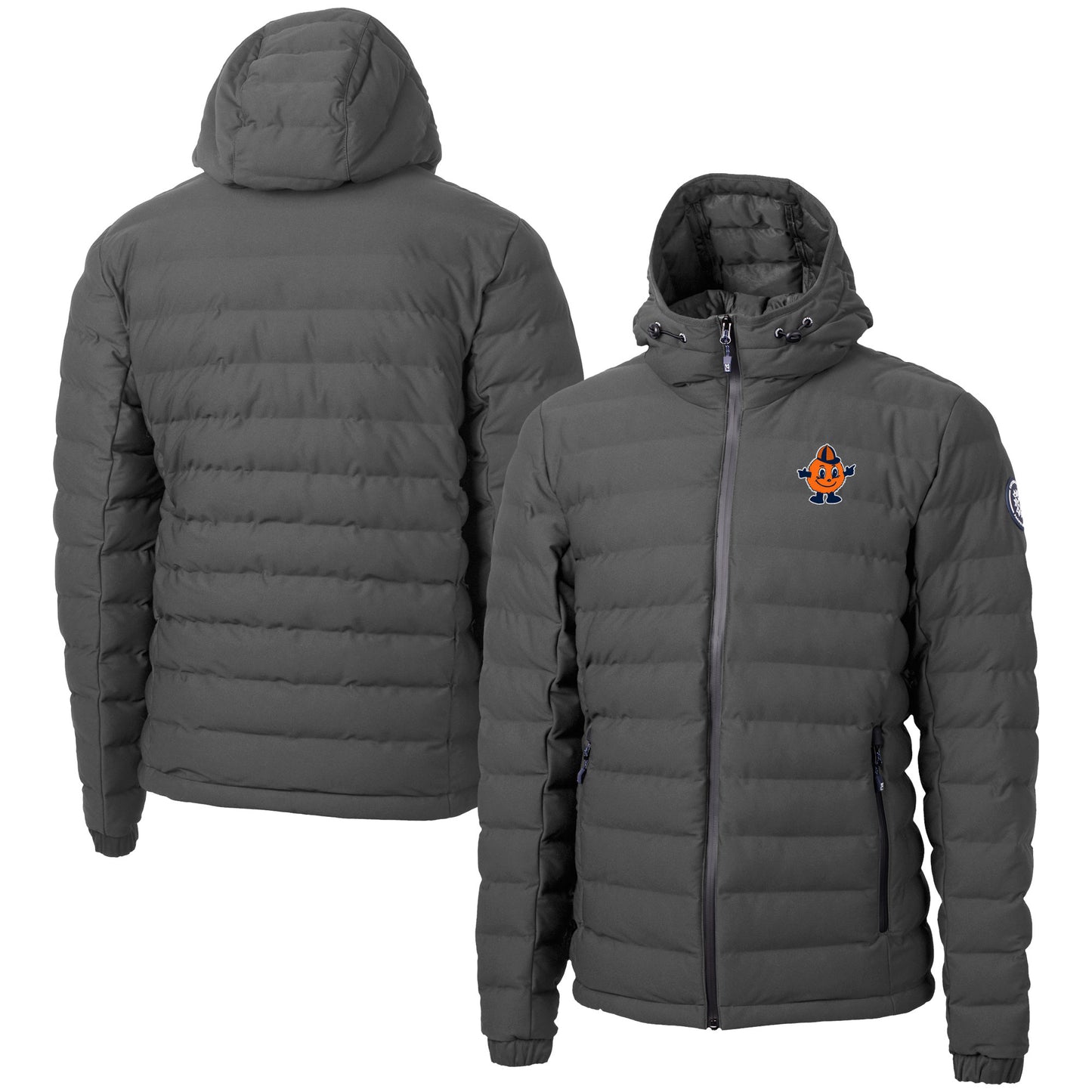 Men's Cutter & Buck Gray Syracuse Orange Vault Mission Ridge Repreve Eco Insulated Puffer Full-Zip Jacket