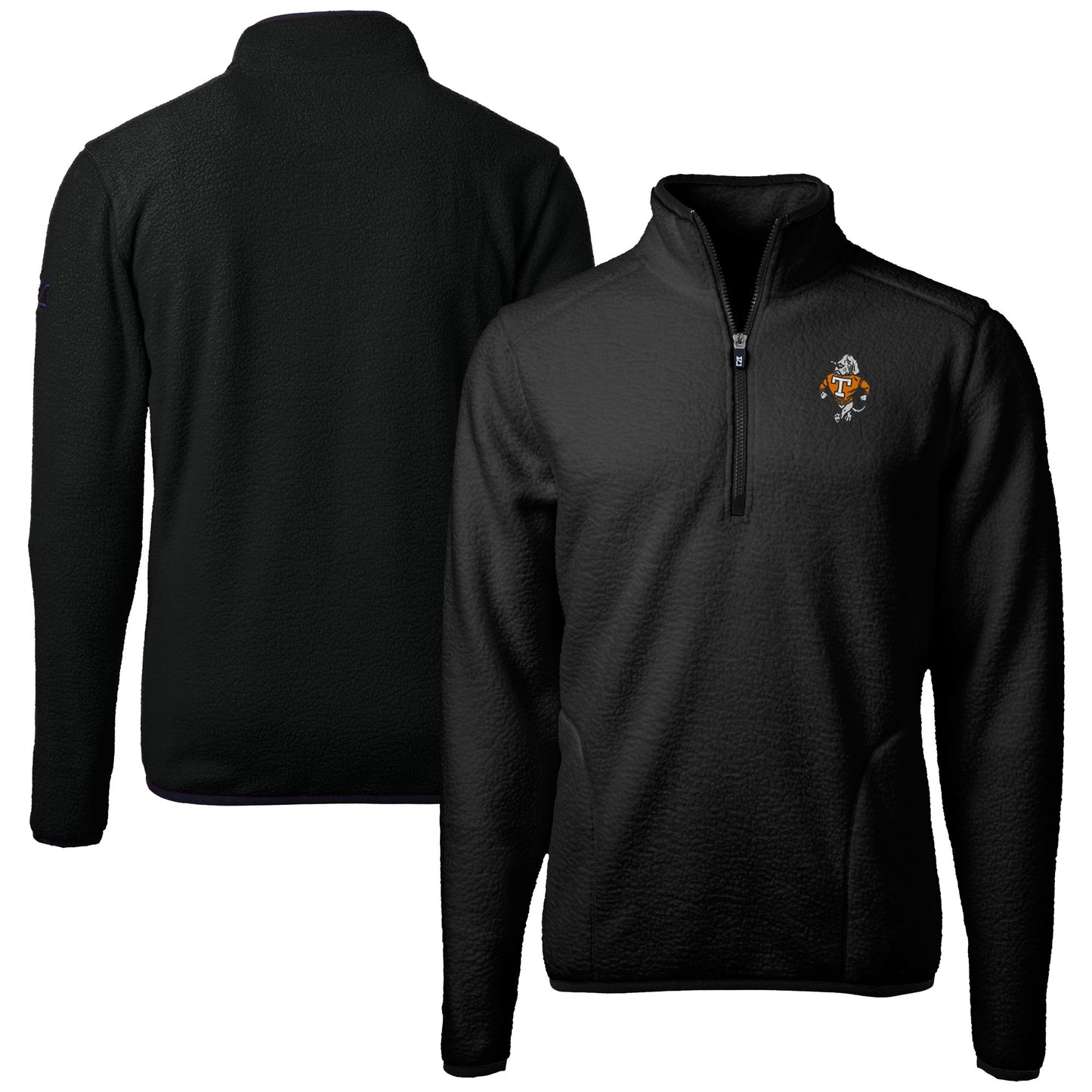 Men's Cutter & Buck Black Tennessee Volunteers Vault Cascade Eco Sherpa Fleece Quarter-Zip Pullover Jacket