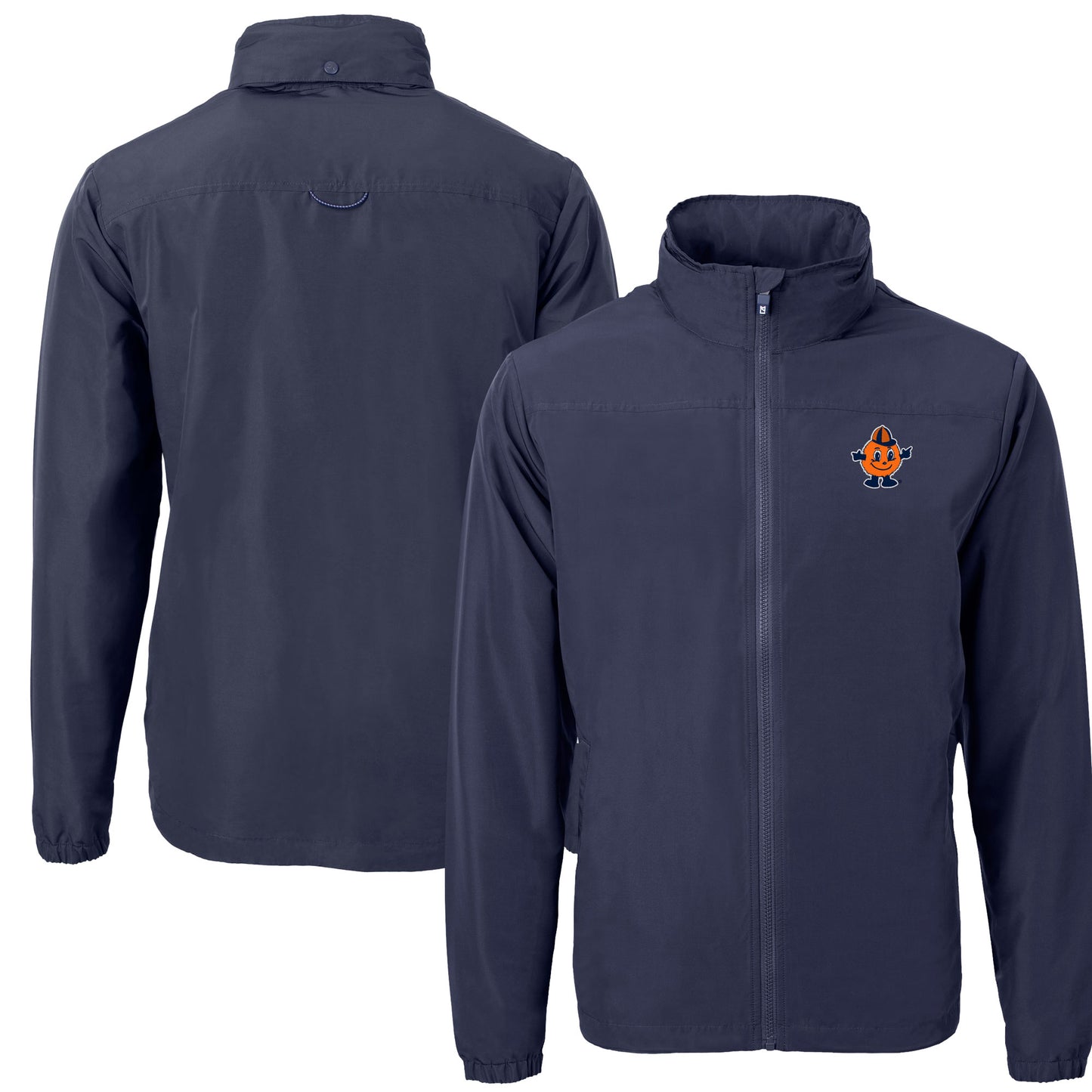 Men's Cutter & Buck Navy Syracuse Orange Vault Charter Eco Recycled Full-Zip Jacket