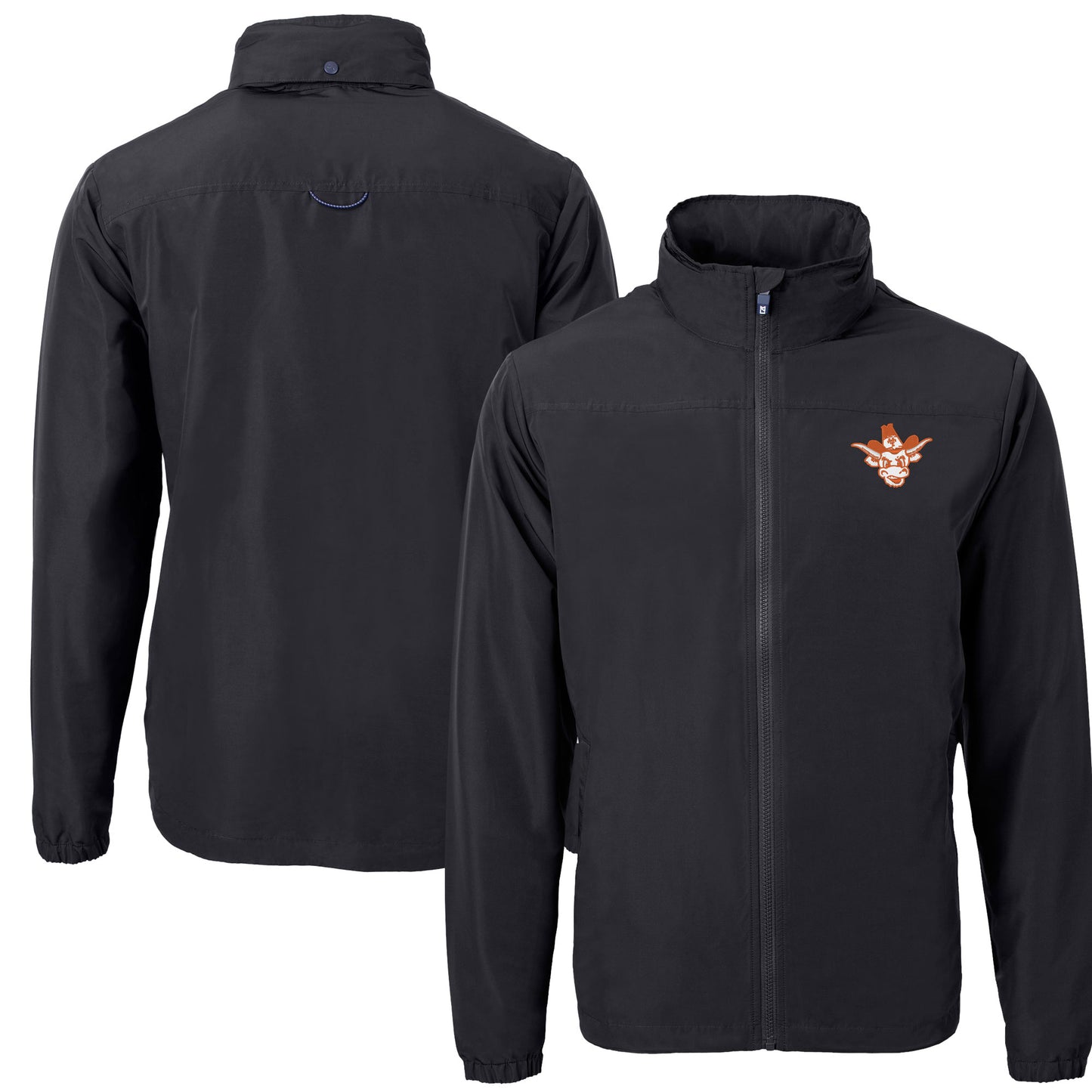 Men's Cutter & Buck Black Texas Longhorns Vault Charter Eco Recycled Full-Zip Jacket