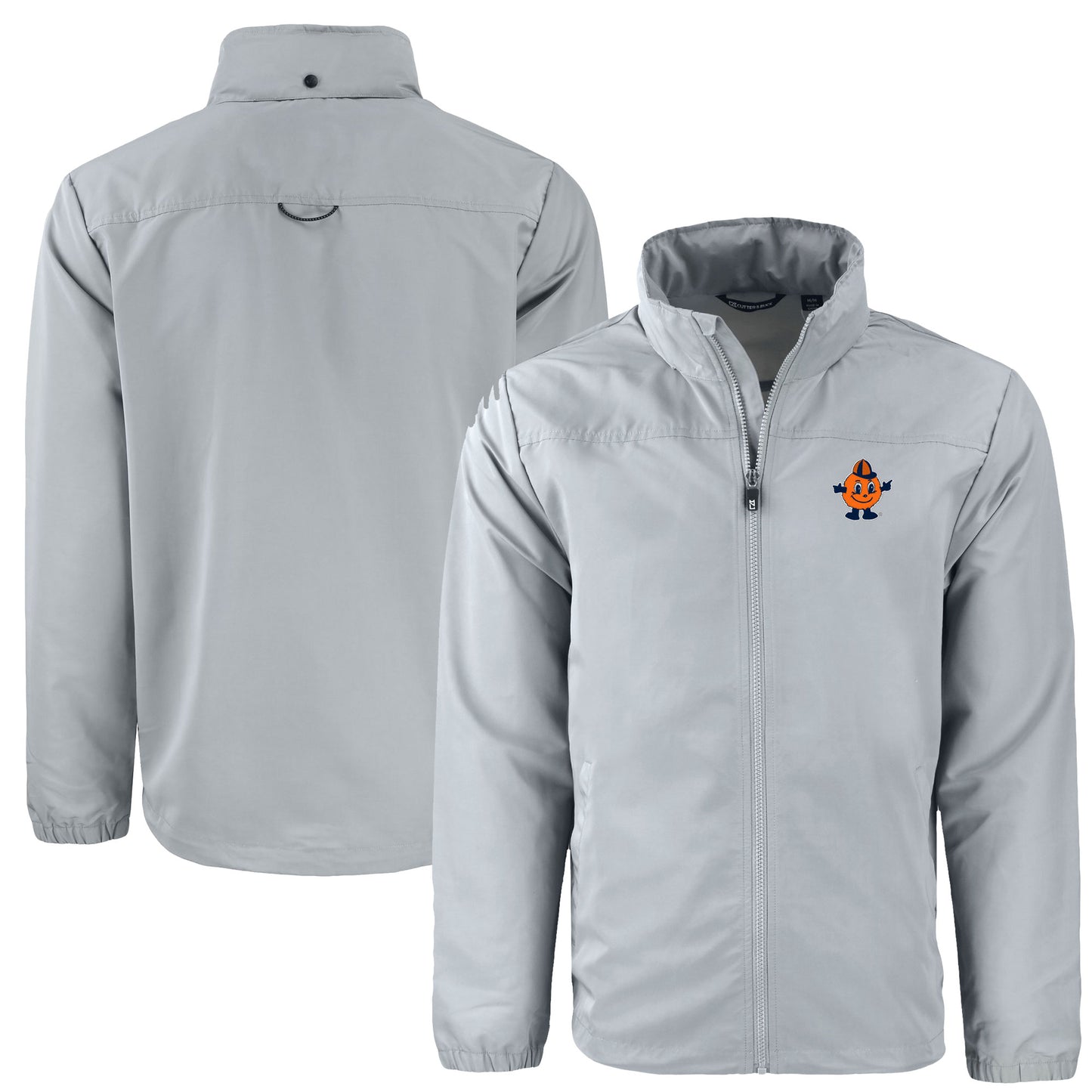 Men's Cutter & Buck Gray Syracuse Orange Vault Charter Eco Recycled Full-Zip Jacket