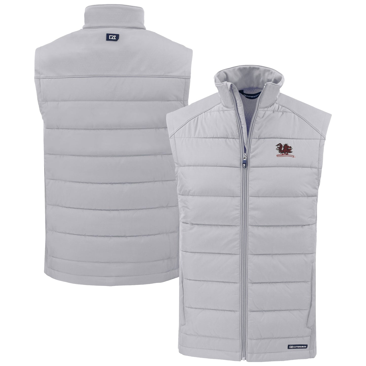 Men's Cutter & Buck Gray South Carolina Gamecocks Vault Evoke Hybrid Eco Softshell Recycled Full-Zip Vest