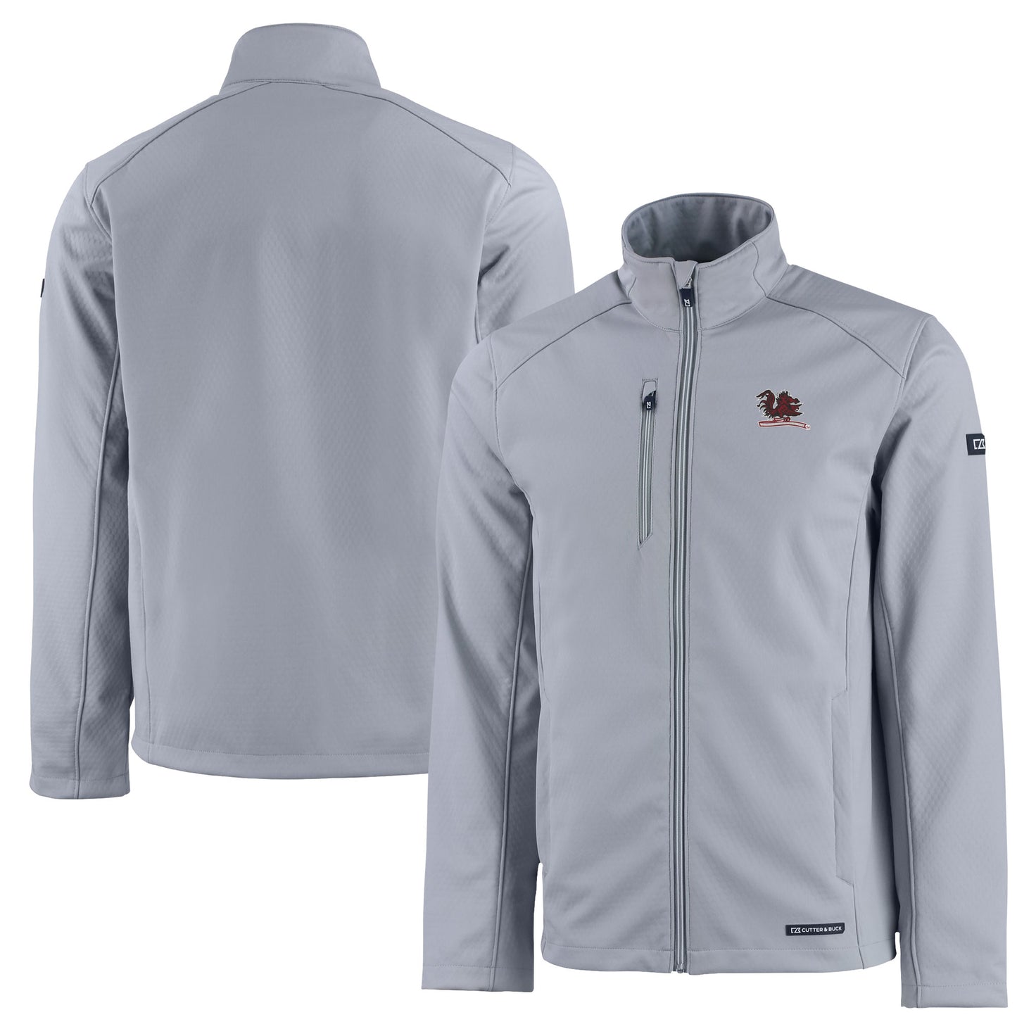 Men's Cutter & Buck Gray South Carolina Gamecocks Vault Evoke Eco Softshell Recycled Full-Zip Jacket