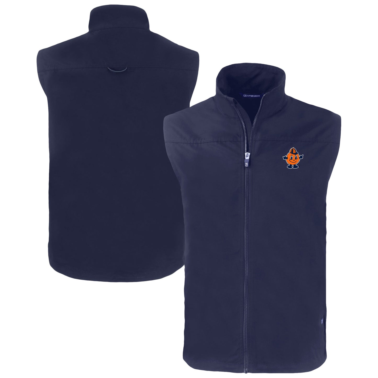 Men's Cutter & Buck Navy Syracuse Orange Vault Charter Eco Recycled Full-Zip Vest