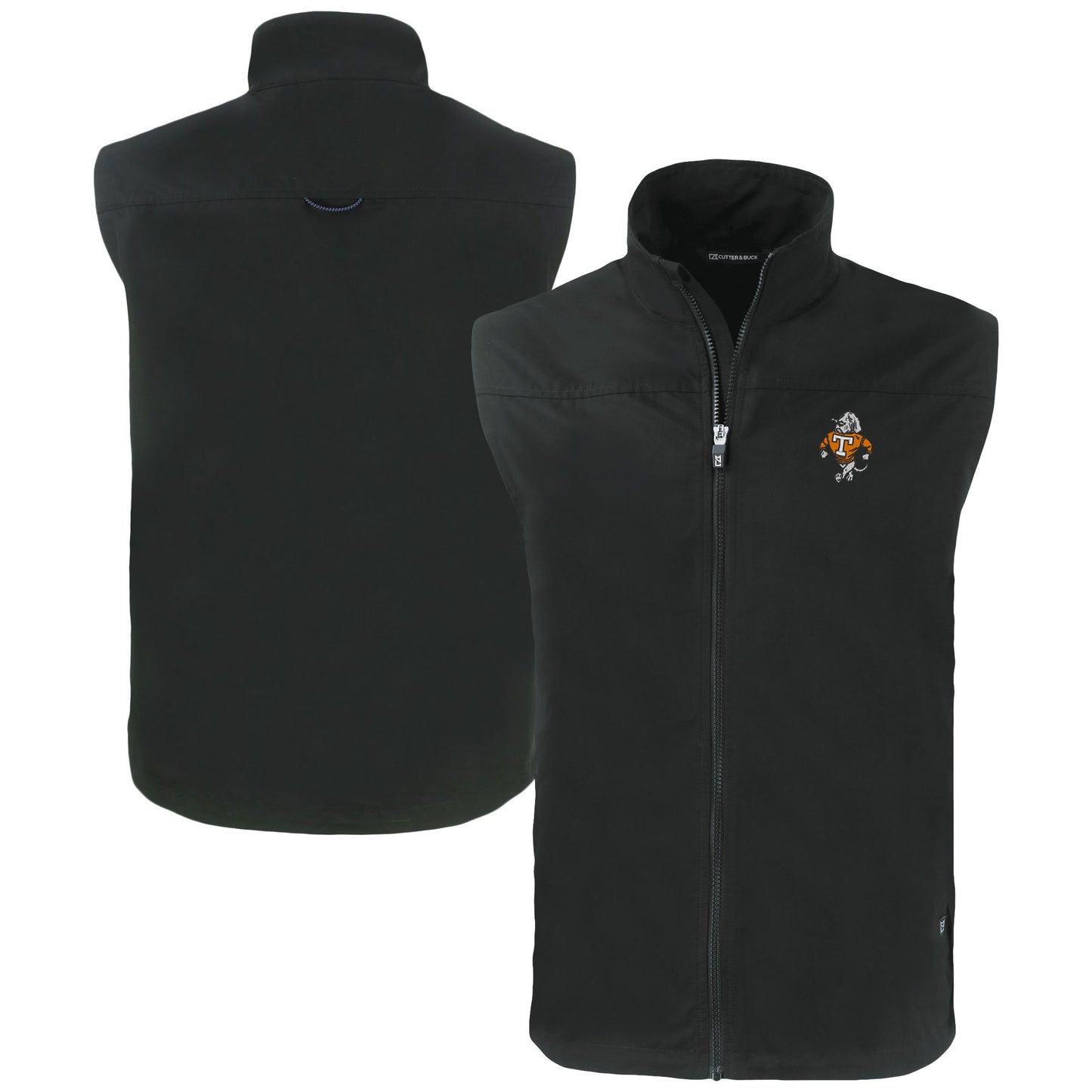 Men's Cutter & Buck Black Tennessee Volunteers Vault Charter Eco Recycled Full-Zip Vest