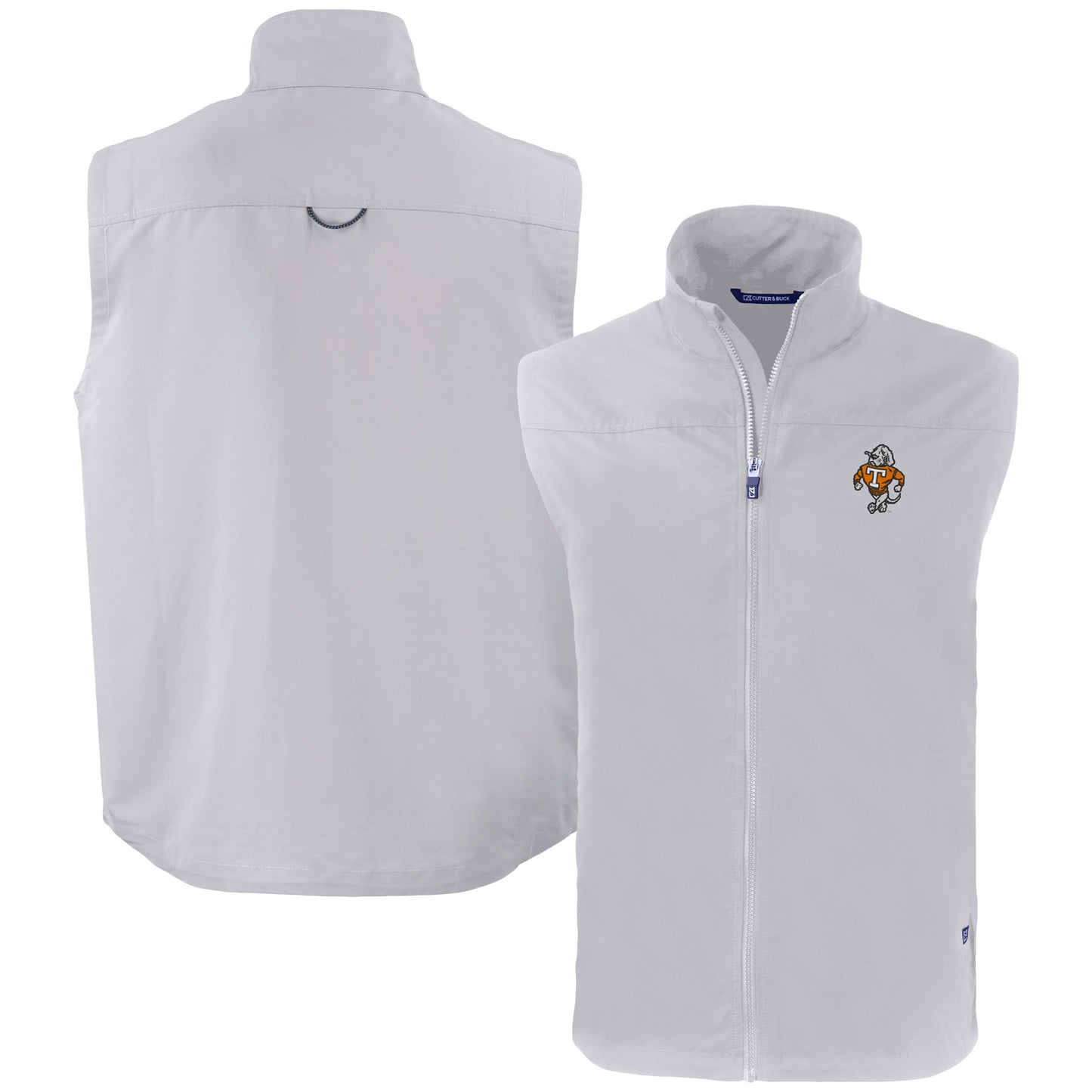 Men's Cutter & Buck Gray Tennessee Volunteers Vault Charter Eco Recycled Full-Zip Vest